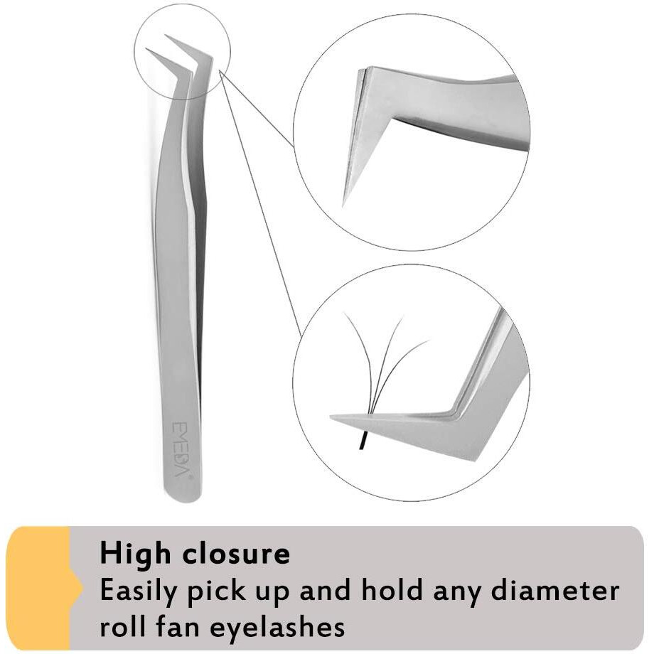 Emeda Eyelash Extension Tweezers For Volume Lashes Professional Precision Stainless Steel Vetus 6A-Sa Mega Curved Tips Flat Tweezer Tools For Individual Eye Lash Extensions Fan Supplies