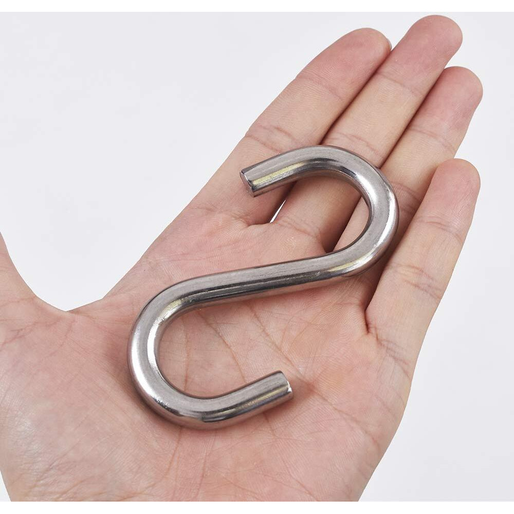 Cozihom Heavy-Duty 304 Stainless Steel S Hooks  3.3 Inch Hammock  Swing S Hooks  Industrial Grade Quality Utility Hooks 4 Packs