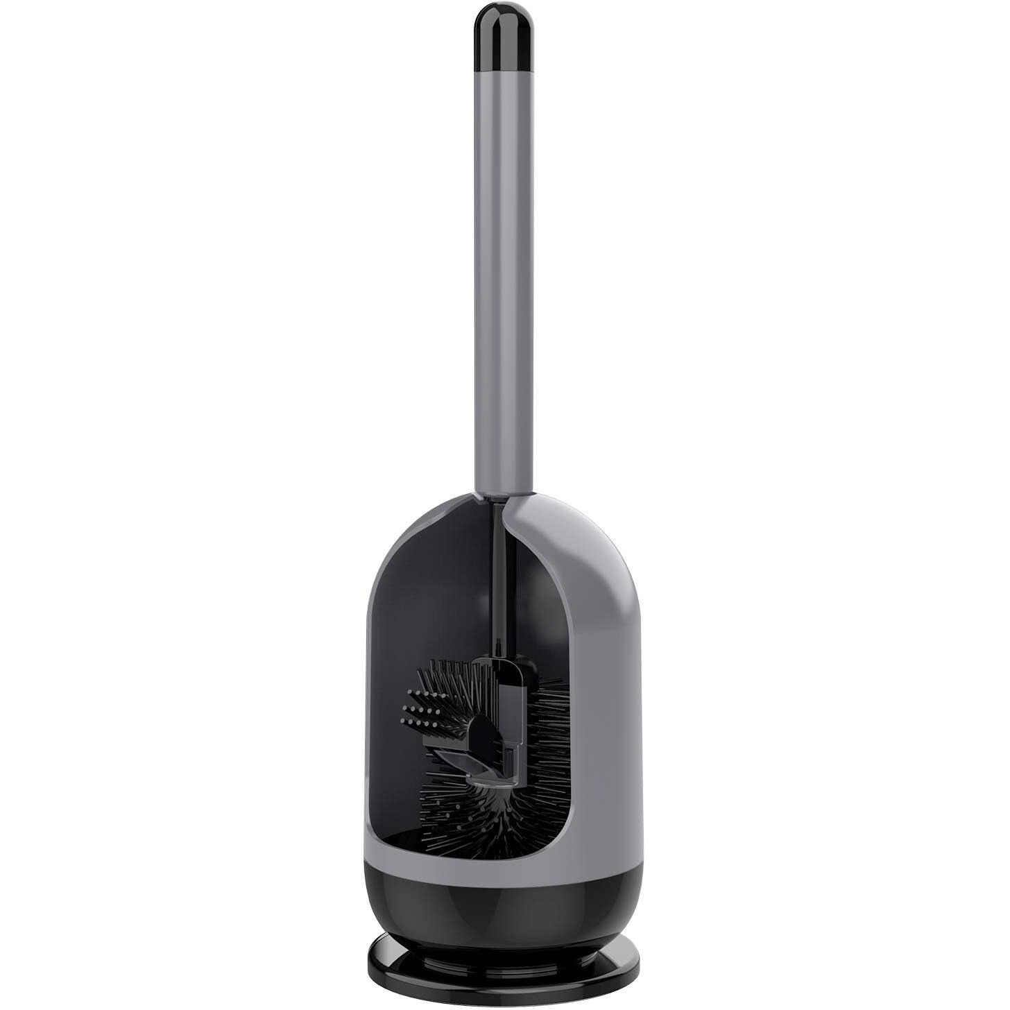 Mr.Siga Soft Bristle Toilet Brush With Holder  Gray & Black  1Pack