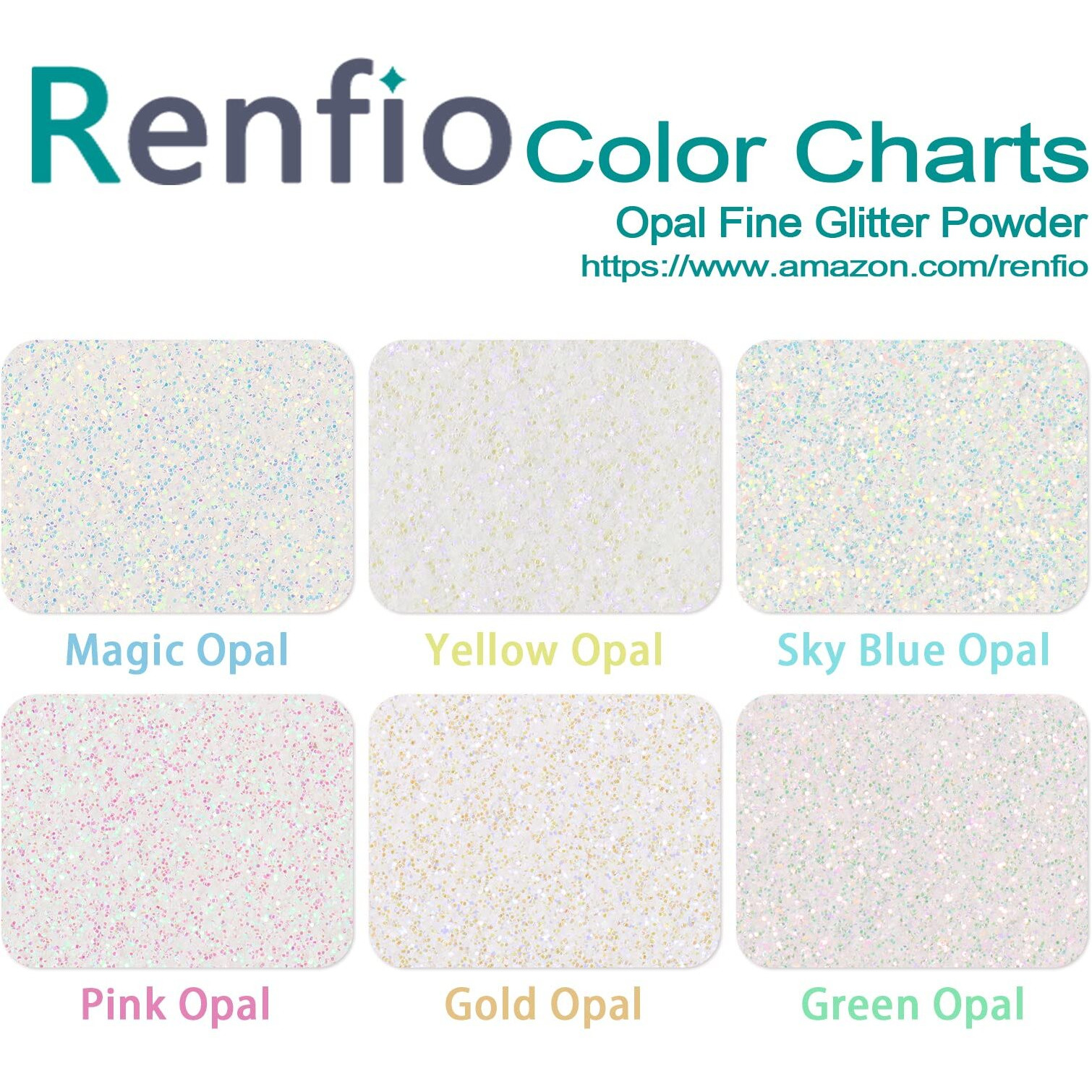 Renfio Opal Ultra Fine Glitter Powder Metallic Resin Glitter 1.75 Oz (50G) Pet Flakes Crafts Sequins 1/128"" 0.008"" 0.2Mm Epoxy Chips Flakes For Tumblers Slime Decoration - Magic Opal