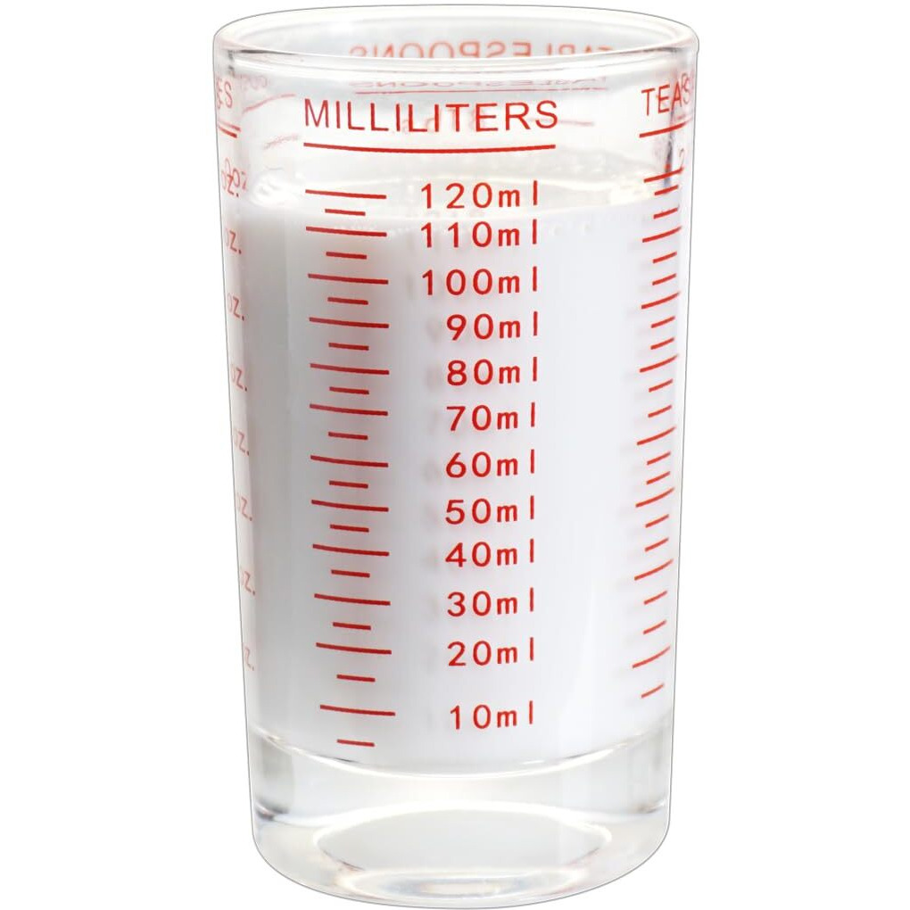 Bcnmviku Measuring Cup Shot Glass 4 Ounce/120Ml Liquid Heavy High Espresso Glass Cup Black Line (1  Red)