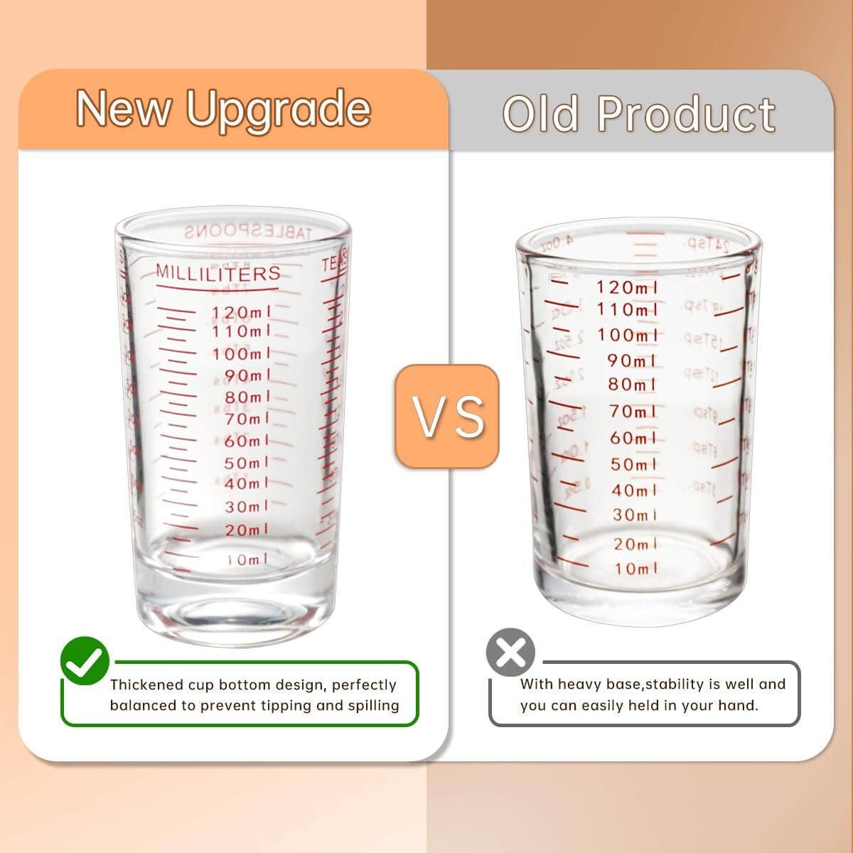 Bcnmviku Measuring Cup Shot Glass 4 Ounce/120Ml Liquid Heavy High Espresso Glass Cup Black Line (1  Red)