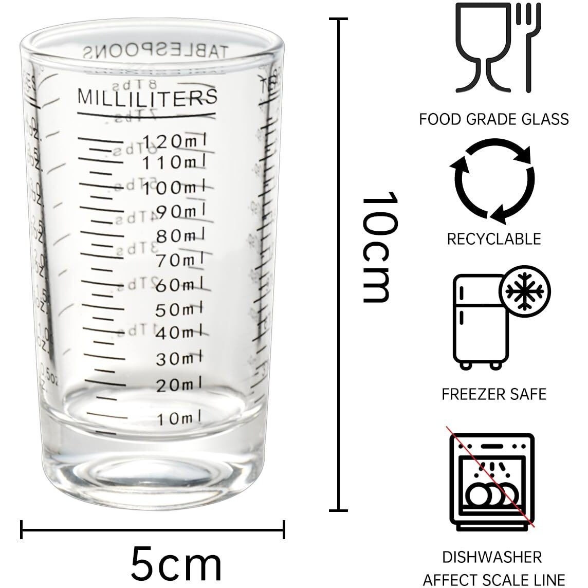 Bcnmviku Measuring Cup Shot Glass 4 Ounce/120Ml Liquid Heavy High Espresso Glass Cup Black Line (1  Red)