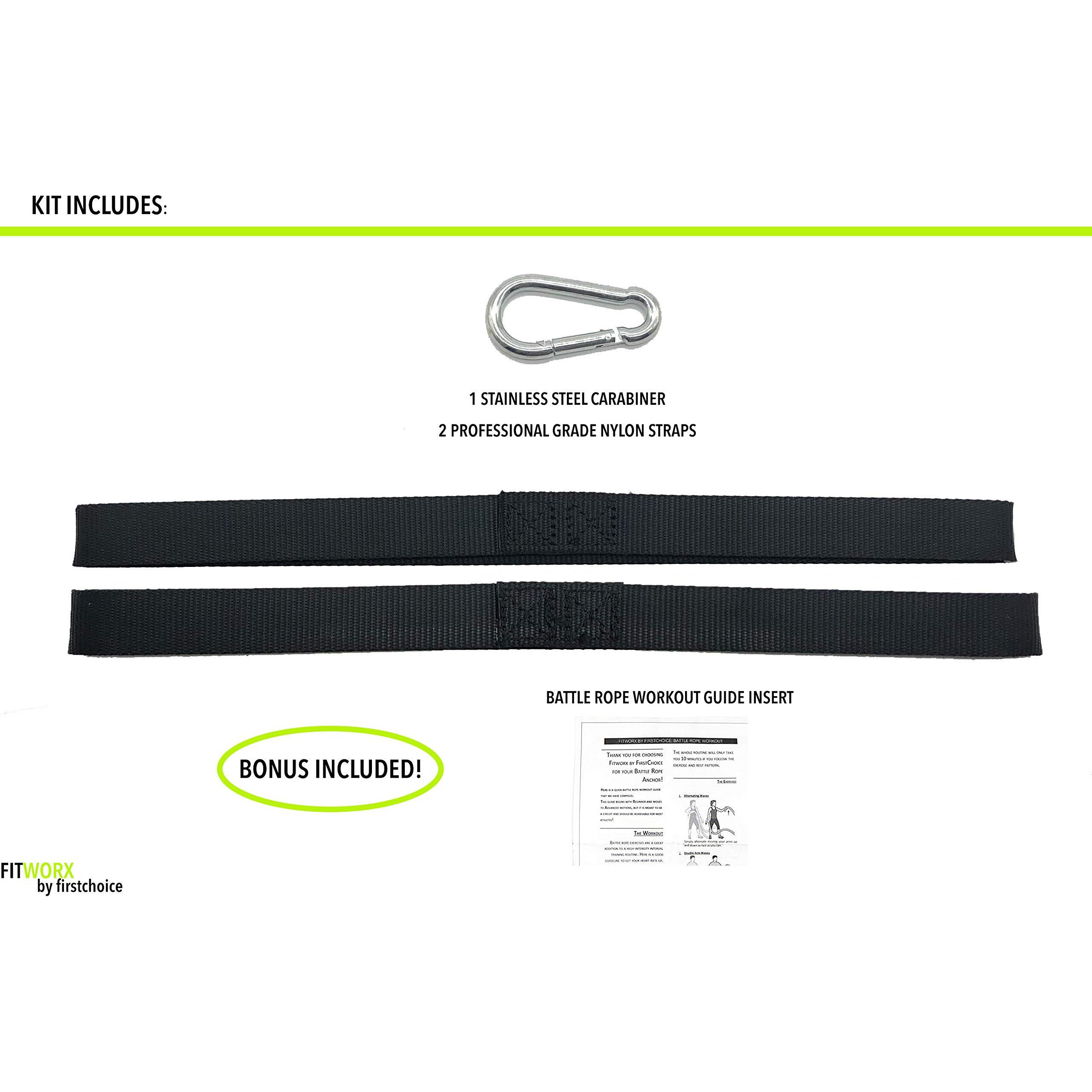 Radbizz Battle Rope Anchor Strap Kit With Bonus Battle Rope Workout Guide- Fitworx