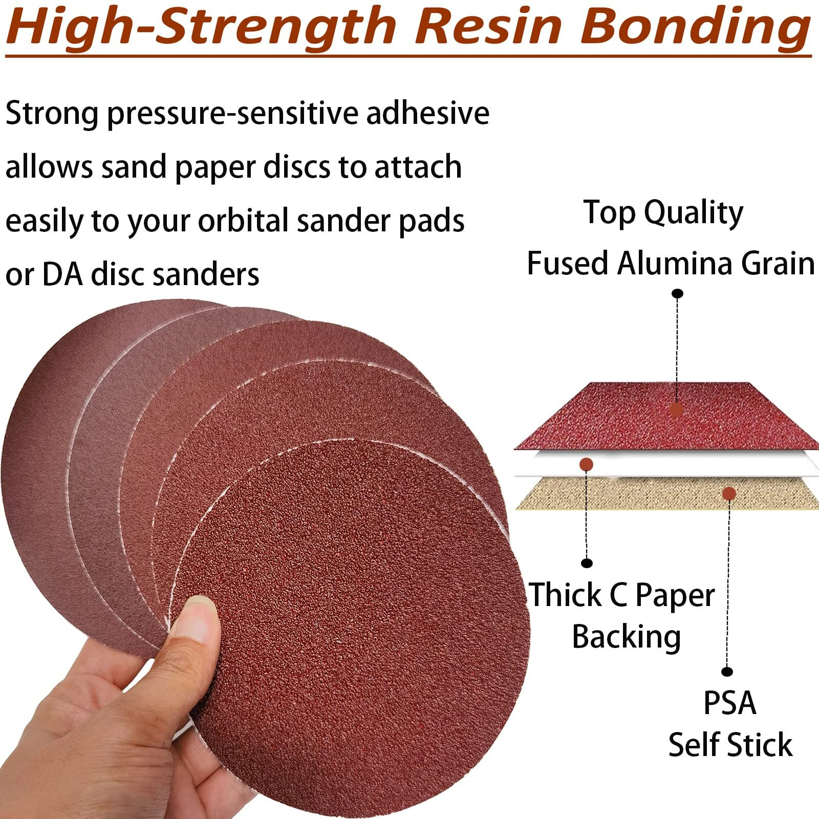 Premium 60 Pcs 6"" Psa Sanding Discs - 10 Each Of 80 100 120 180 240 400 Grit - Self Adhesive Stickyback Sandpaper Discs For Da Sander  Sand Automotive Car Paint  Woodworking Wood  Metal