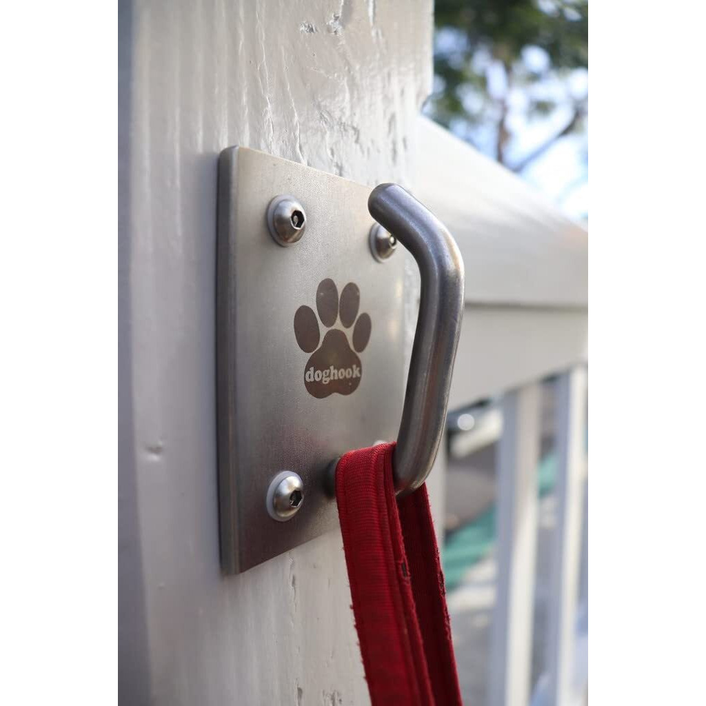 Doghook Ultimate Wood Installation Kit - Heavy Duty Dog Leash Holder - Stainless Steel - Safety Leash Connector - Wall Door Table - Hook Mount For Dogs - Screws And Washers Included