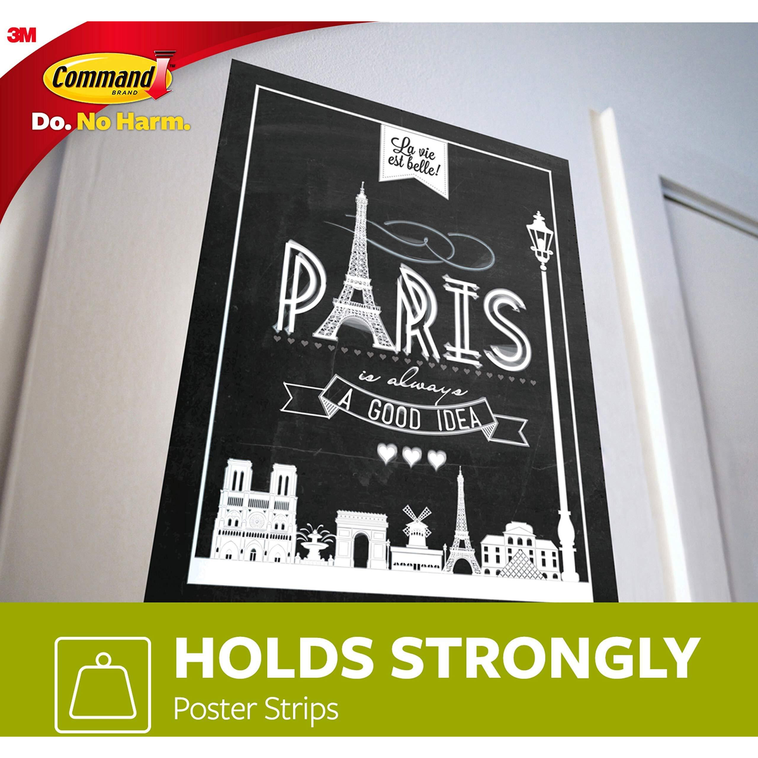 Command Poster Strips  Damage Free Hanging Poster Hangers  No Tools Wall Hanging Strips For Posters  136 White Command Adhesive Strips