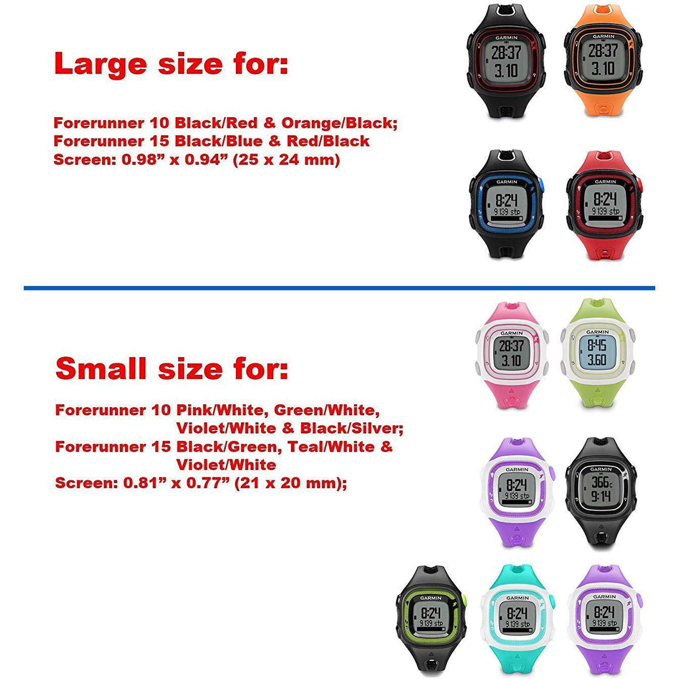 Replacement Band For Garmin Forerunner 10/15 For Women/Man - Tenyun Silicone Wristband Strap/Bands For Garmin Forerunner 10/Garmin Forerunner 15(Teal  Small-Size(0.81"" X 0.77"")