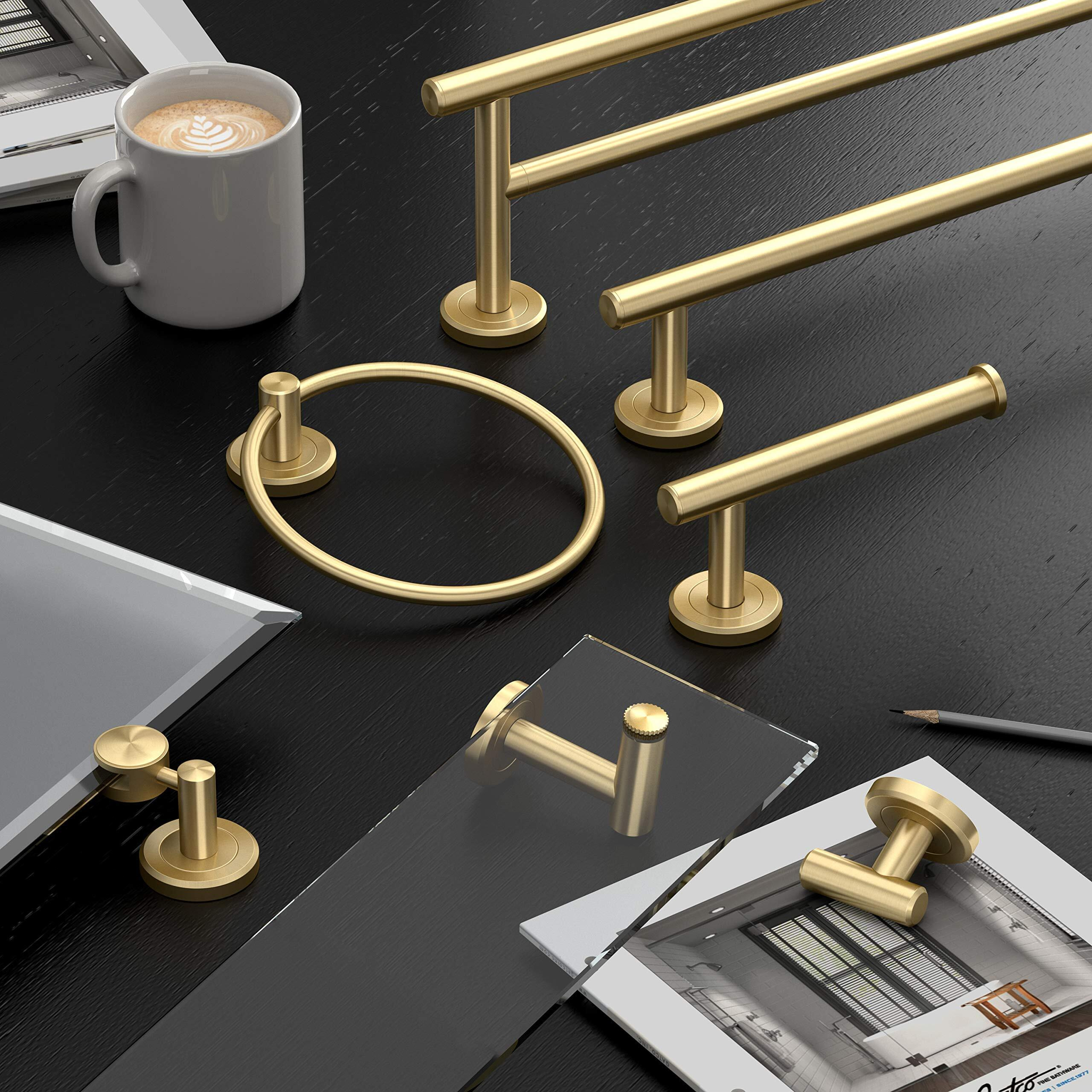 Gatco 4235 Latitude Ii  Single Robe Hook  Brushed Brass/Wall Mounted Towel And Robe Hook For Bathroom  2.25""