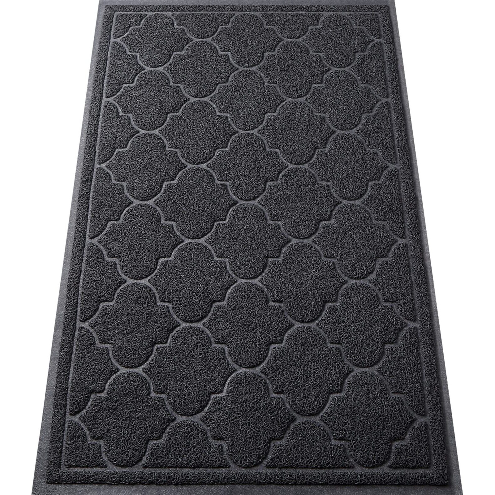 Luxstep Door Mat Large Indoor Outdoor Doormat  Non-Slip Low-Profile Design Floor Mat  Durable Trap Dirt And Dust Front Door Welcome Mat For Entryway Patio Garage High Traffic Areas (Black  17"&quotX30"")