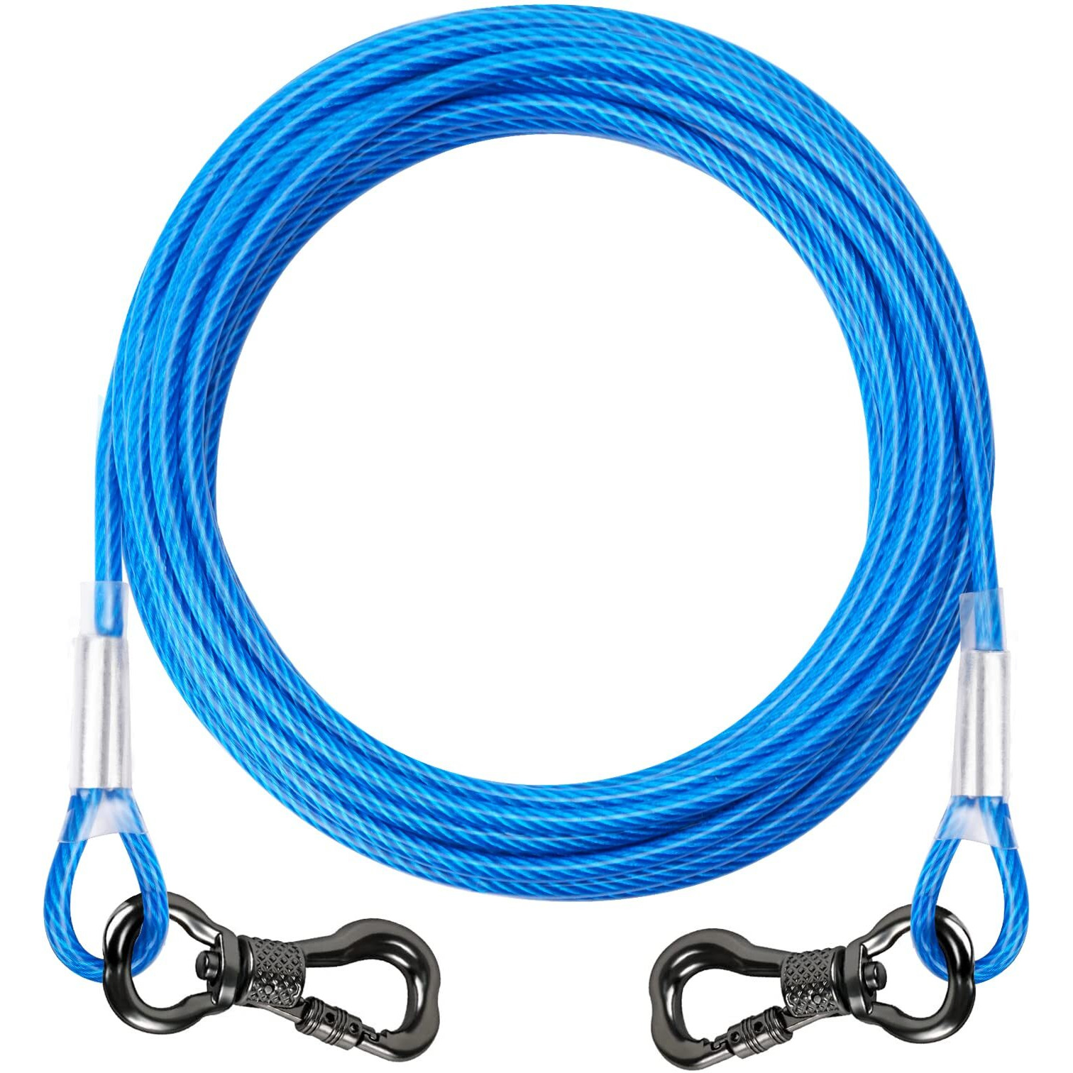 Xiaz 20 Ft Dog Runner Cable Dog Tie-Out Cable With Swivel Hook  Dog Lead For Yard Outside Camping Up To 60 Pound Blue