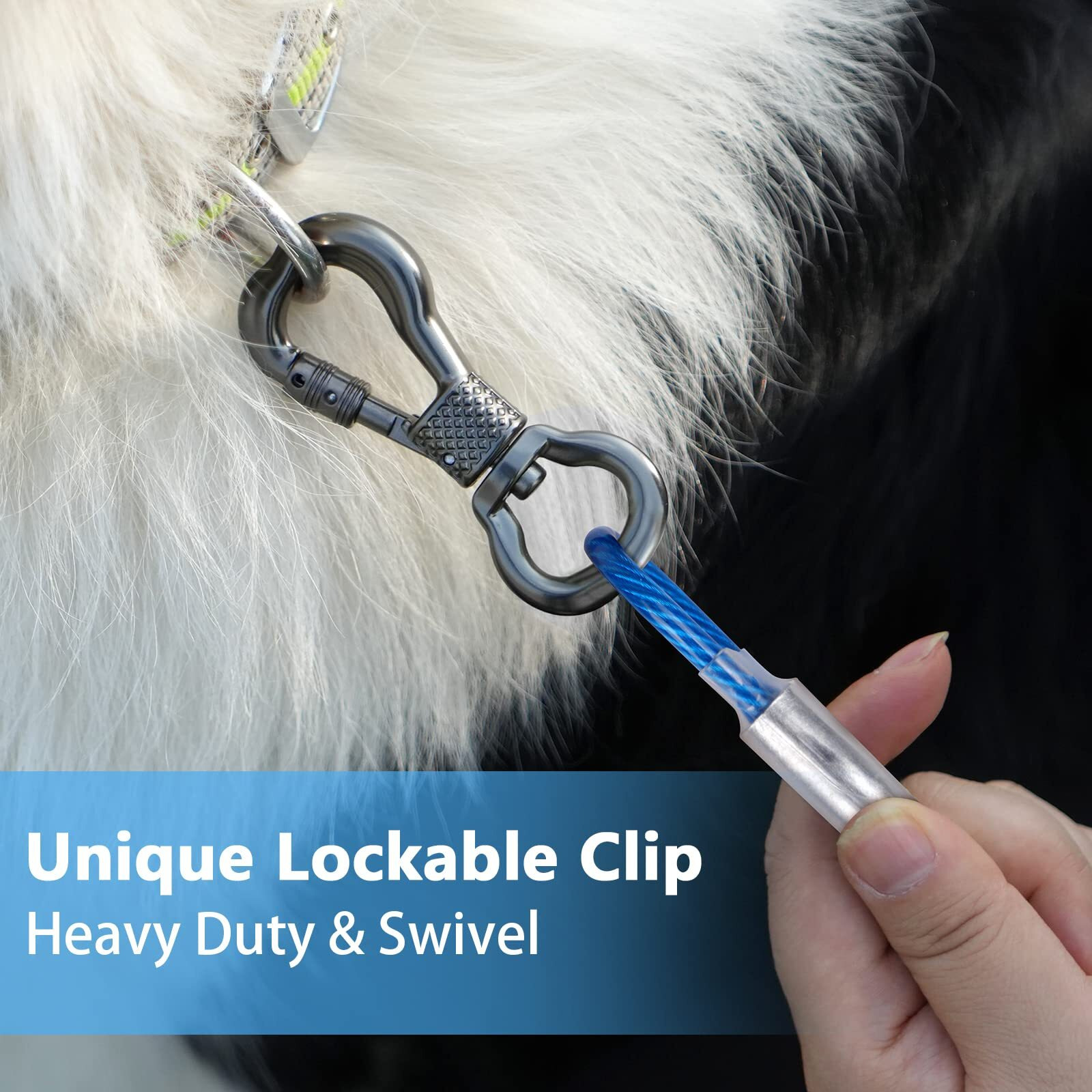 Xiaz 20 Ft Dog Runner Cable Dog Tie-Out Cable With Swivel Hook  Dog Lead For Yard Outside Camping Up To 60 Pound Blue