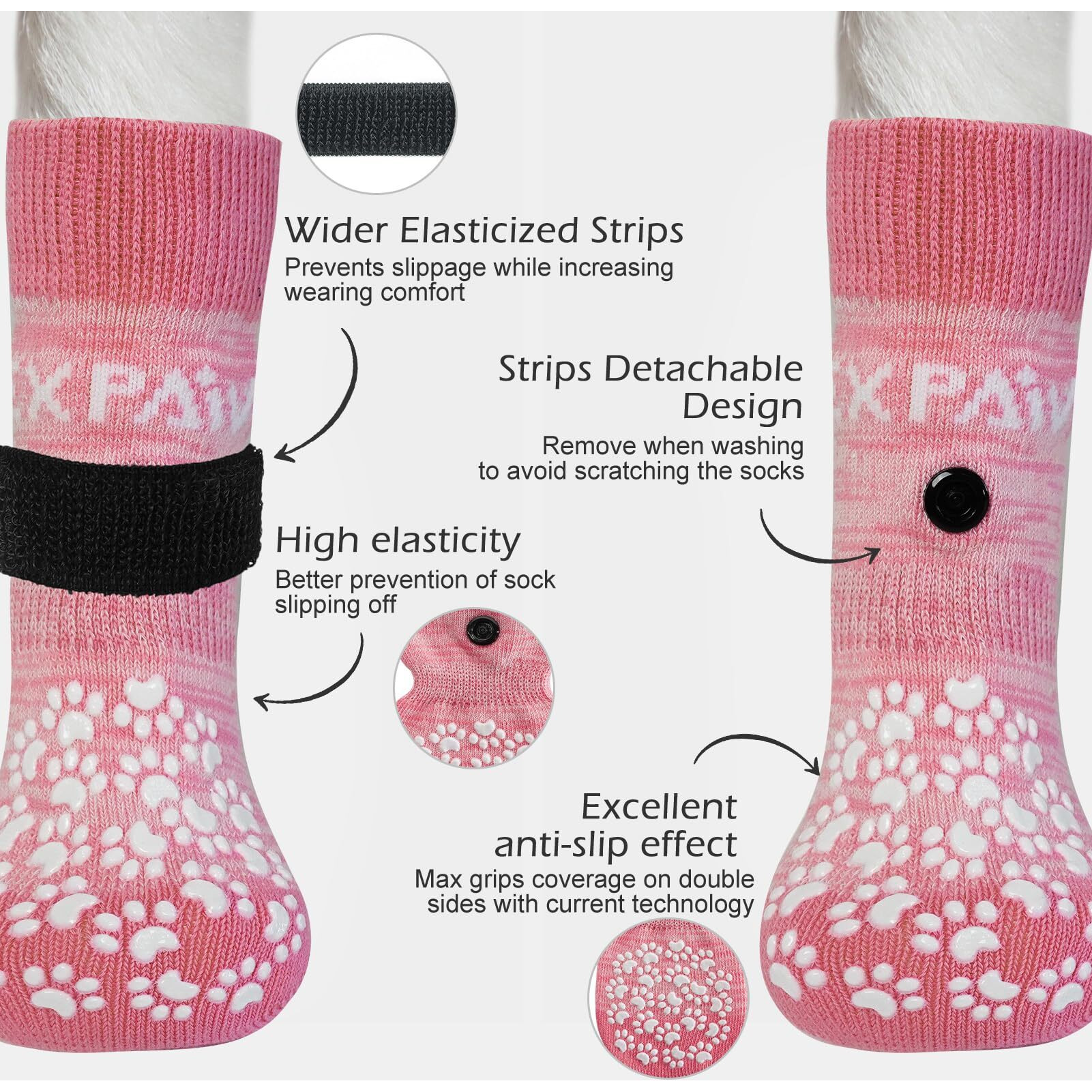 Expawlorer 6Pcs Anti-Slip Dog Socks To Prevent Licking Paws Dog Shoes For Hot Pavement Best Paw Protector Traction Control On Hardwood Floor Dog Booties For Puppy Small Medium Large Senior Dogs