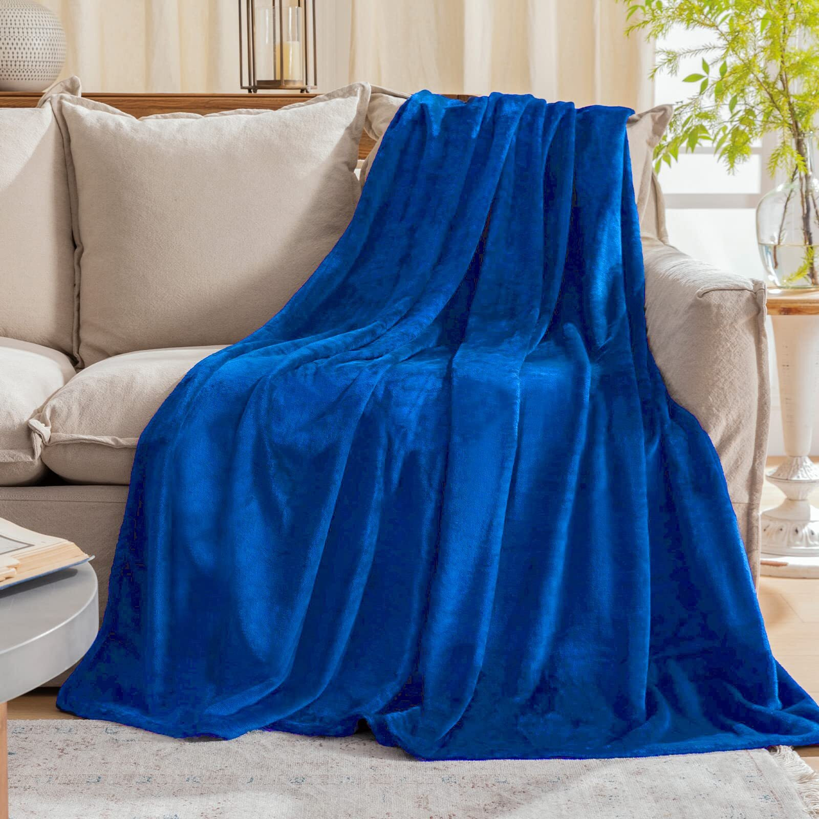 Jiahannha Royal Blue Throw Blanket Fleece Blanket 50"&quotX60"" Super Soft Cozy Plush Throw Blanket For Couch Sofa Bed Warm And Lightweight Velvet Bed Blankets For Adults