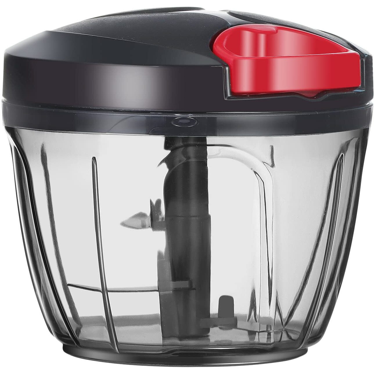 Ourokhome Hand Pull Food Processor - Portable Manual String Vegetable Chopper Small Kitchen Speed Mincer For Veggie  Garlic  Onion  Ginger  Etc  650 Ml  Black And Red