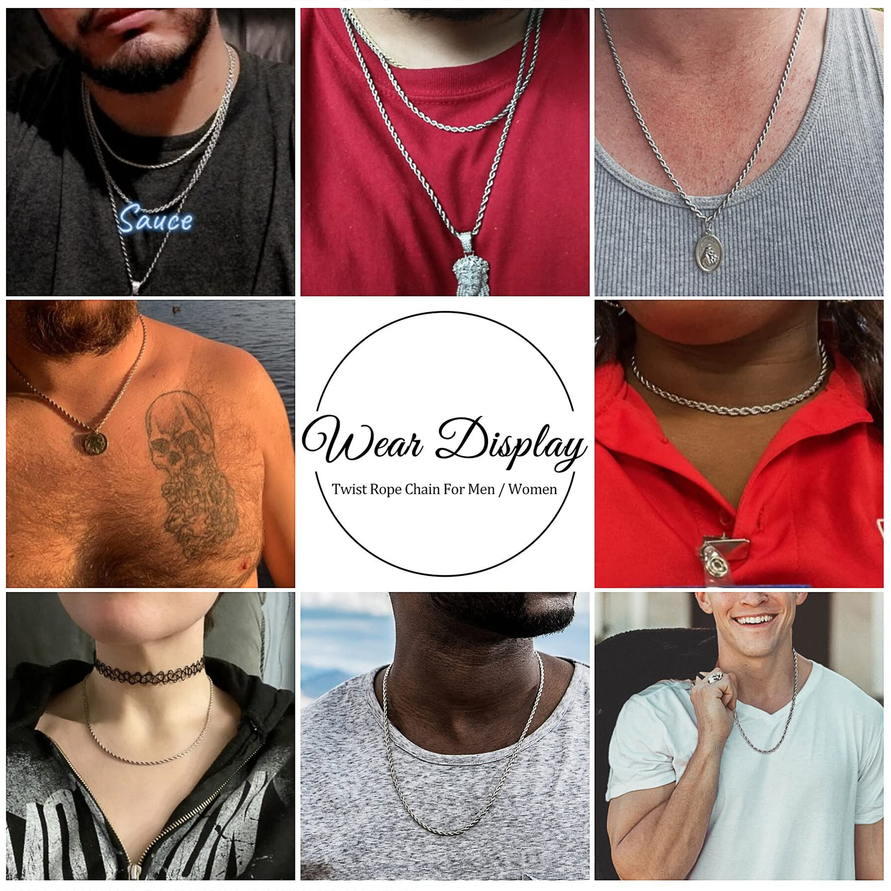 Holyfast Twist Chain Necklace - Stainless Steel Rope Jewelry For Men & Women