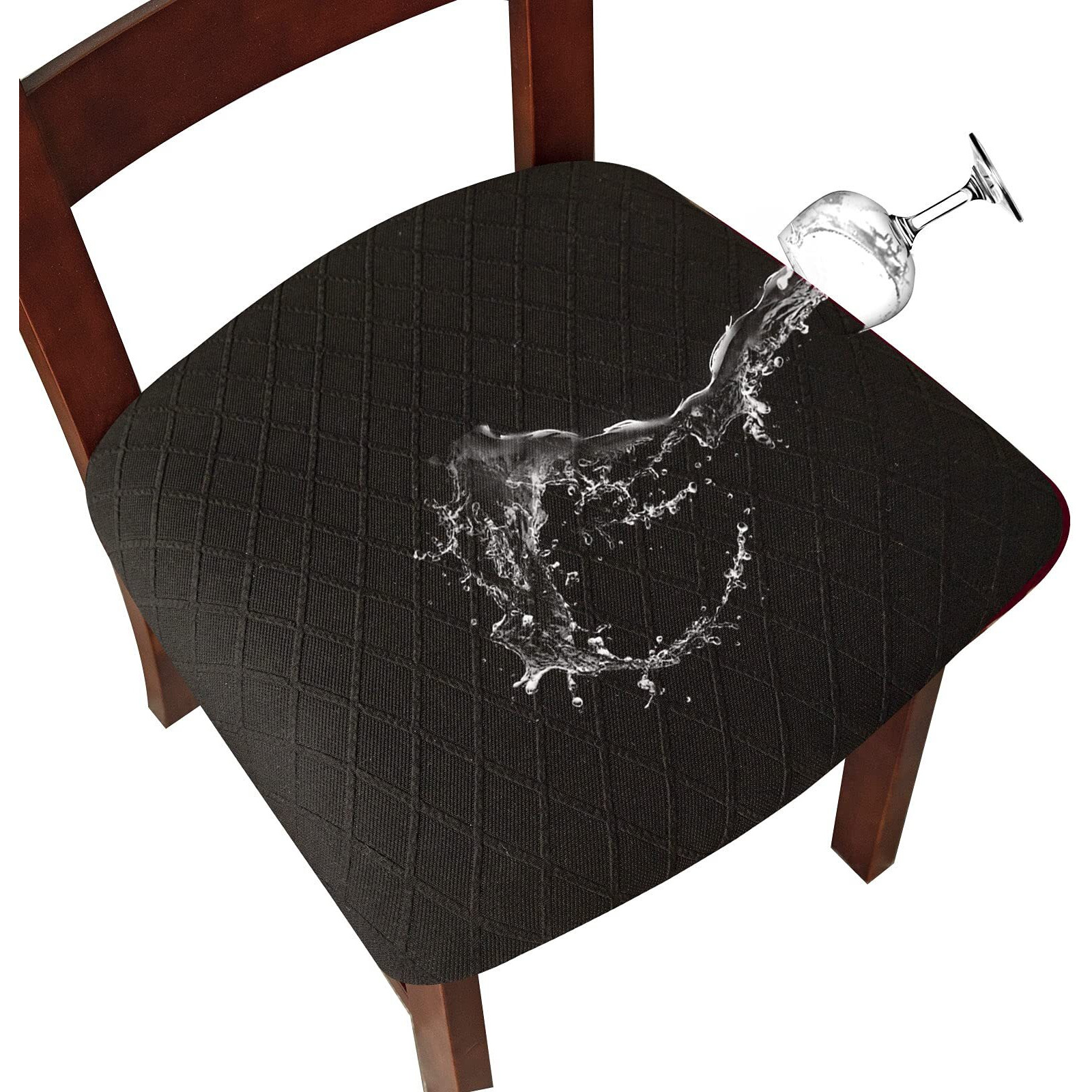 Genina Waterproof Seat Covers For Dining Room Chairs Covers Dining Chair Cover Kitchen Chair Covers (Black  2 Pcs)