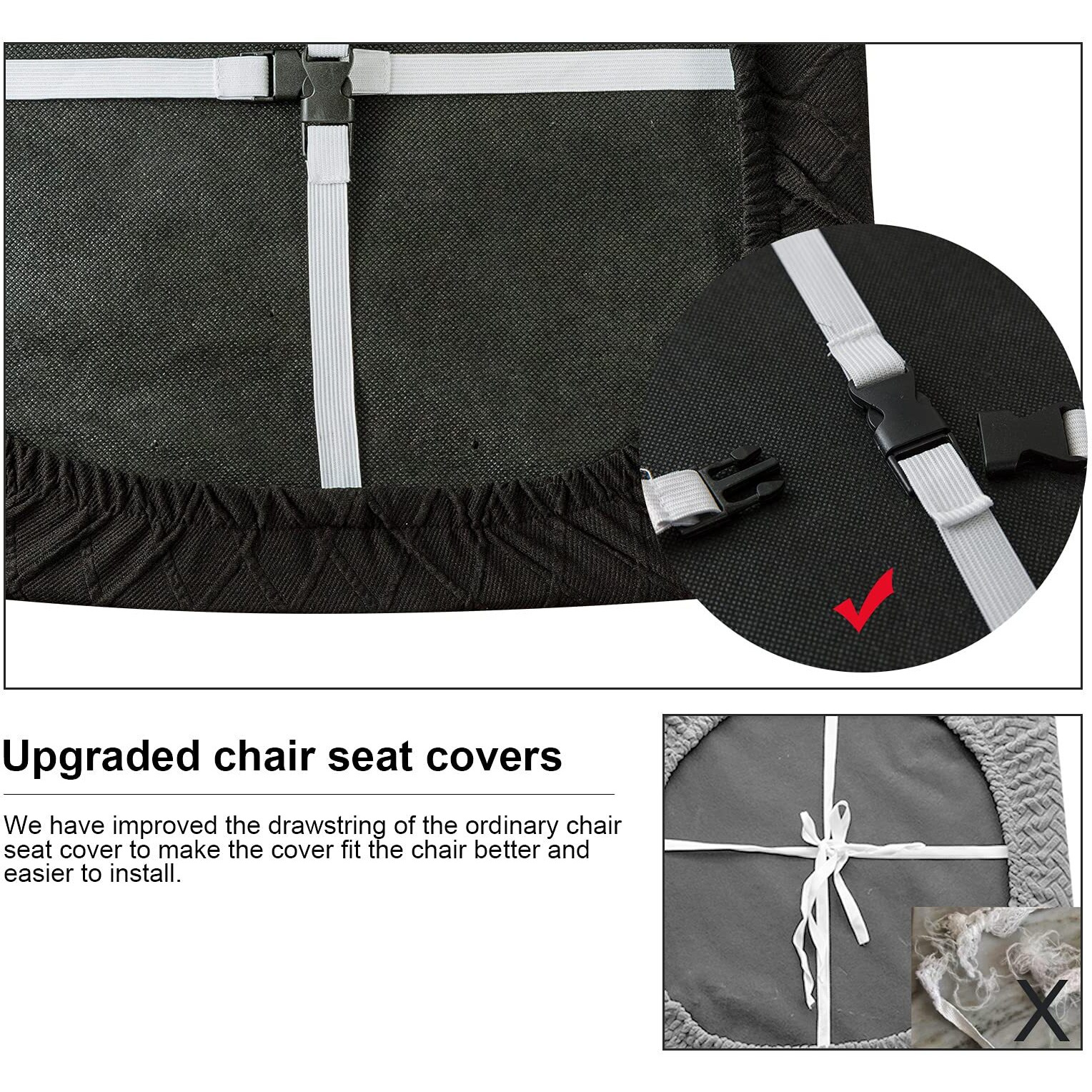 Genina Waterproof Seat Covers For Dining Room Chairs Covers Dining Chair Cover Kitchen Chair Covers (Black  2 Pcs)