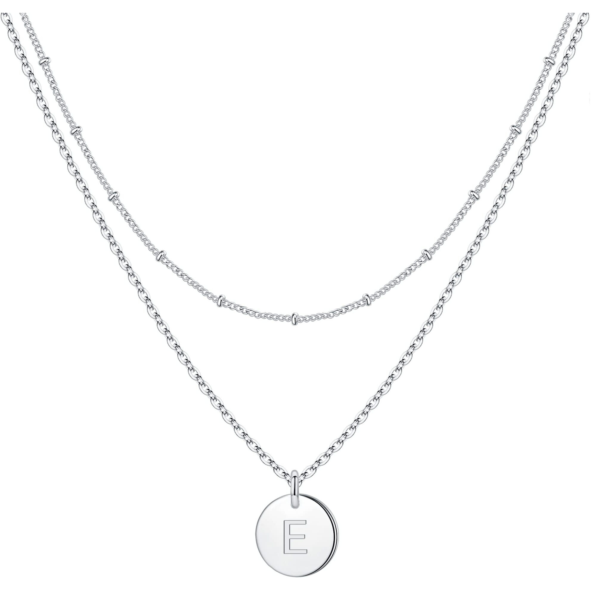 Iefwell Silver Initial Necklaces For Women - Silver Necklaces For Women Gifts For Girls Initial Necklaces Layering Necklaces For Women Letter E Necklaces For Girls Necklaces Silver Jewelry For Women