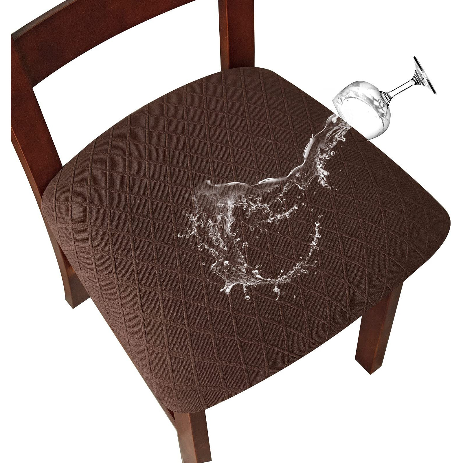 Genina Waterproof Seat Covers For Dining Room Chairs Covers Dining Chair Cover Kitchen Chair Covers (Chocolate  2 Pcs)