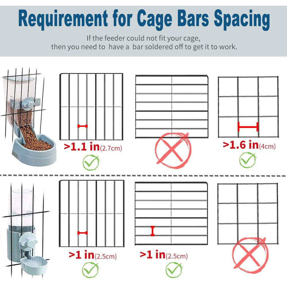 Oncpcare Rabbit Food Water Dispenser  Bunny Food And Water Bowl Set For Cage  Small Aniaml Food Dish For Rabbits  Ferrets  Cats  Birds