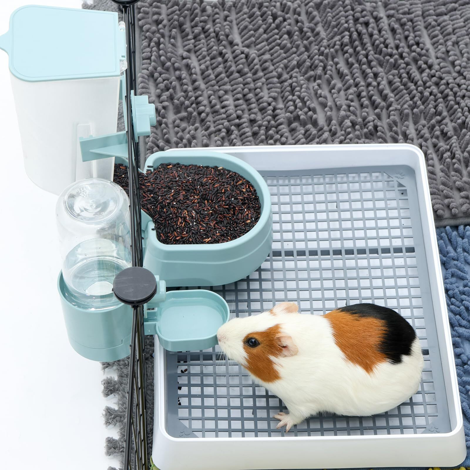 Oncpcare Rabbit Food Water Dispenser  Bunny Food And Water Bowl Set For Cage  Small Aniaml Food Dish For Rabbits  Ferrets  Cats  Birds