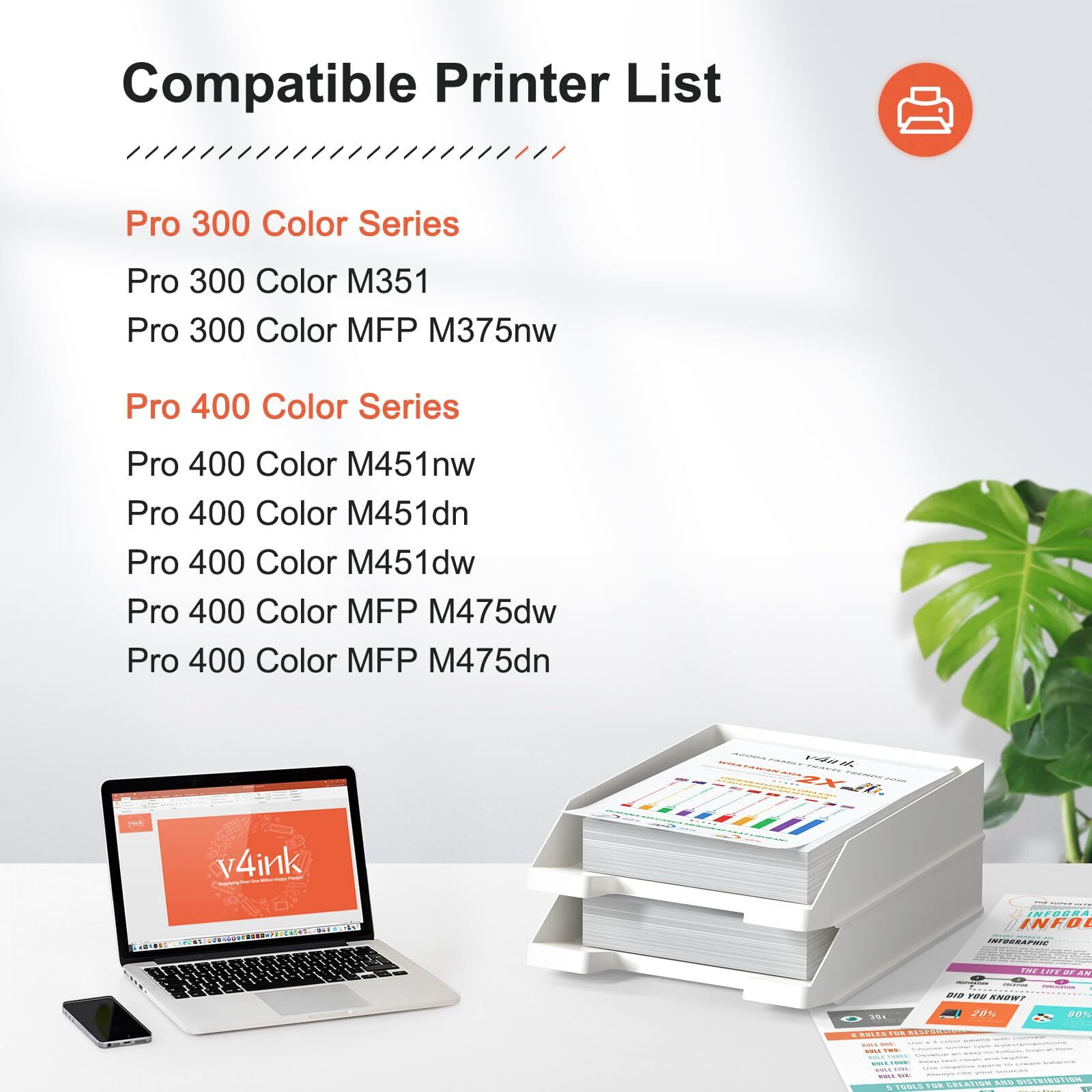 V4Ink Remanufactured Toner Cartridge Replacement For Hp 305X 305A Ce410X Ce410A Toner High Yield Black Ink For Hp Pro 400 Mfp M475Dn M475Dw M451Nw M451Dn M451Dw Pro 300 M375Nw M351 Printer