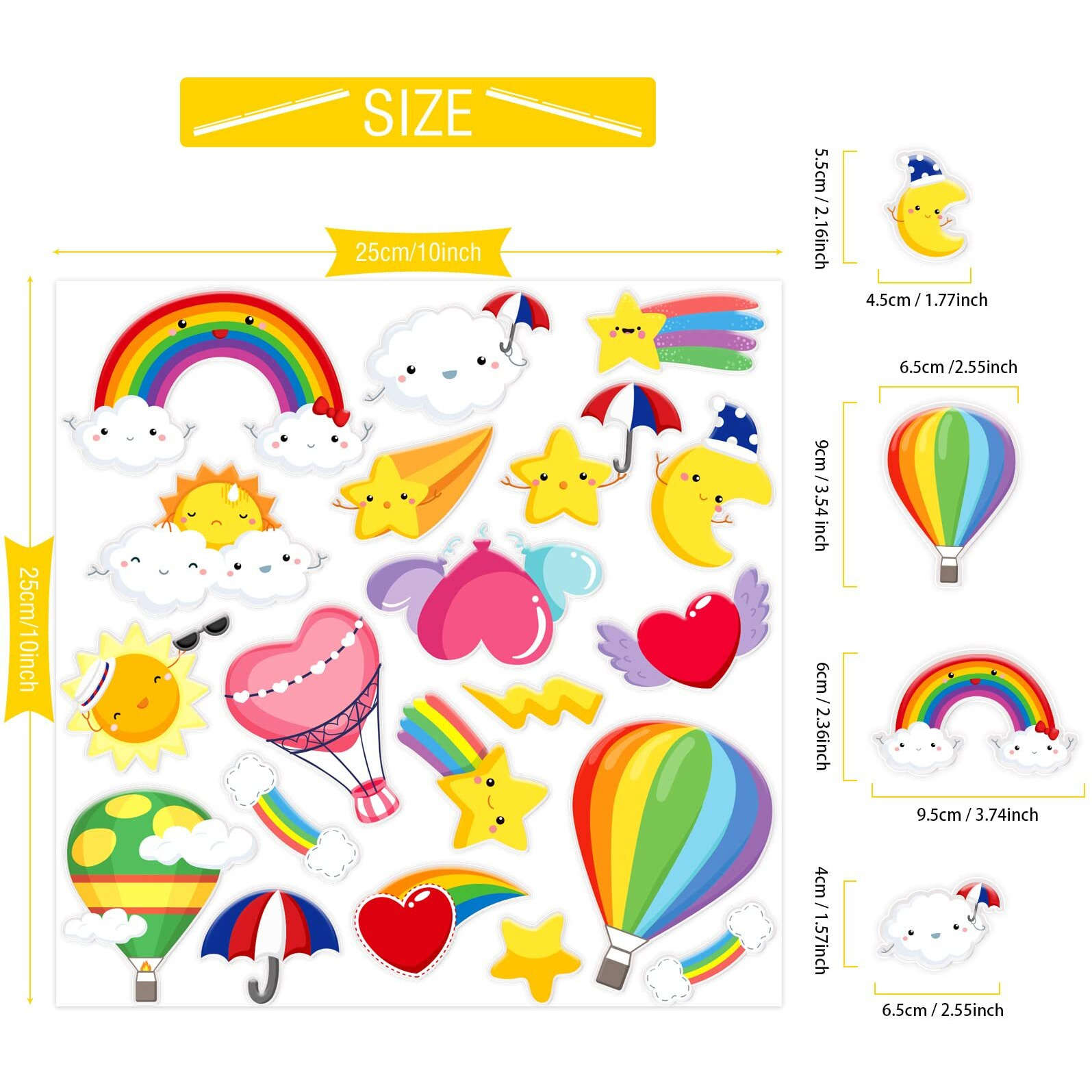 20 Pcs Rainbow Thick Gel Clings For Classroom Realistic Window Gel Clings Decal Stickers For Kids Toddlers And Adults Home Airplane Nursery Rainbow Party Supplies Removable And Reusable
