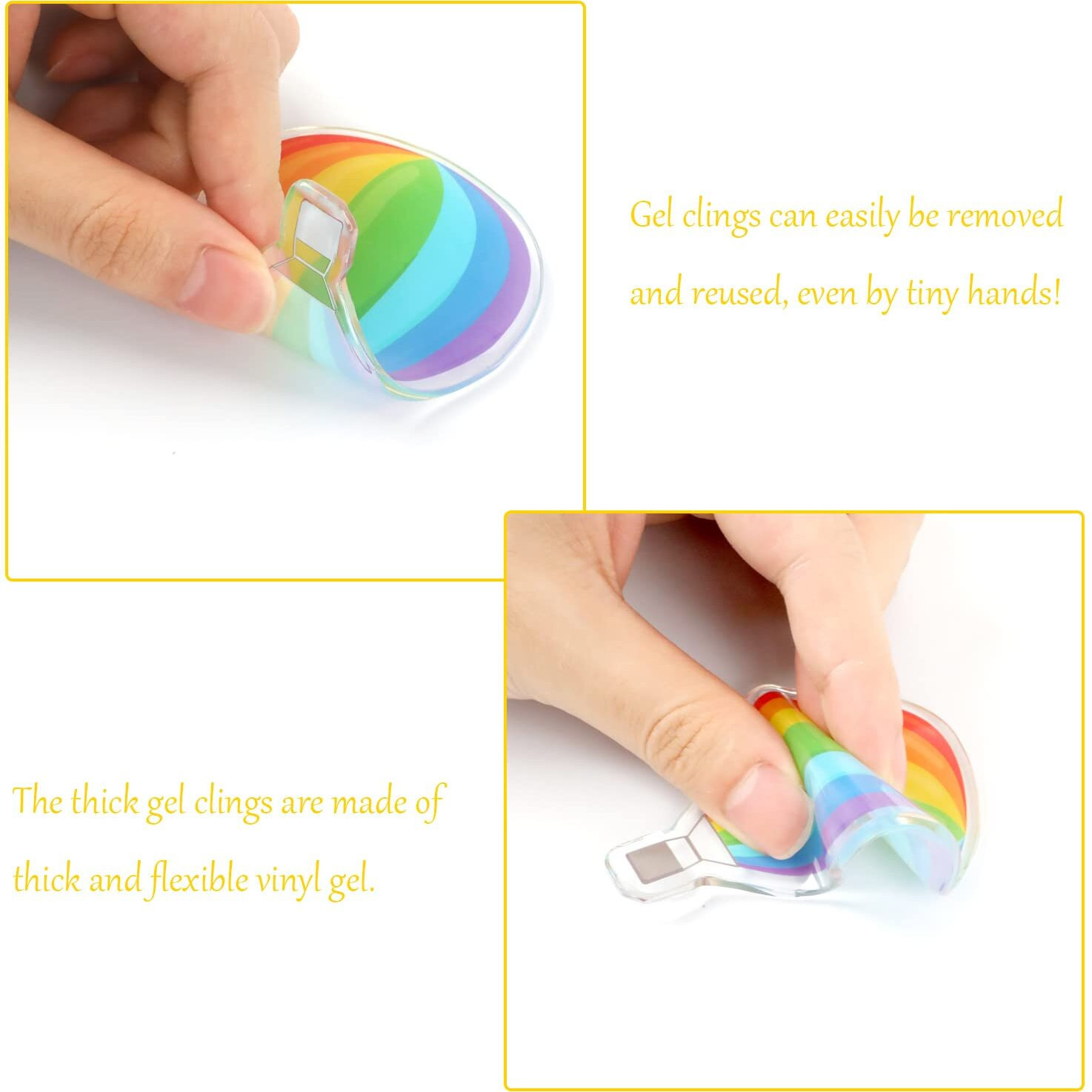 20 Pcs Rainbow Thick Gel Clings For Classroom Realistic Window Gel Clings Decal Stickers For Kids Toddlers And Adults Home Airplane Nursery Rainbow Party Supplies Removable And Reusable