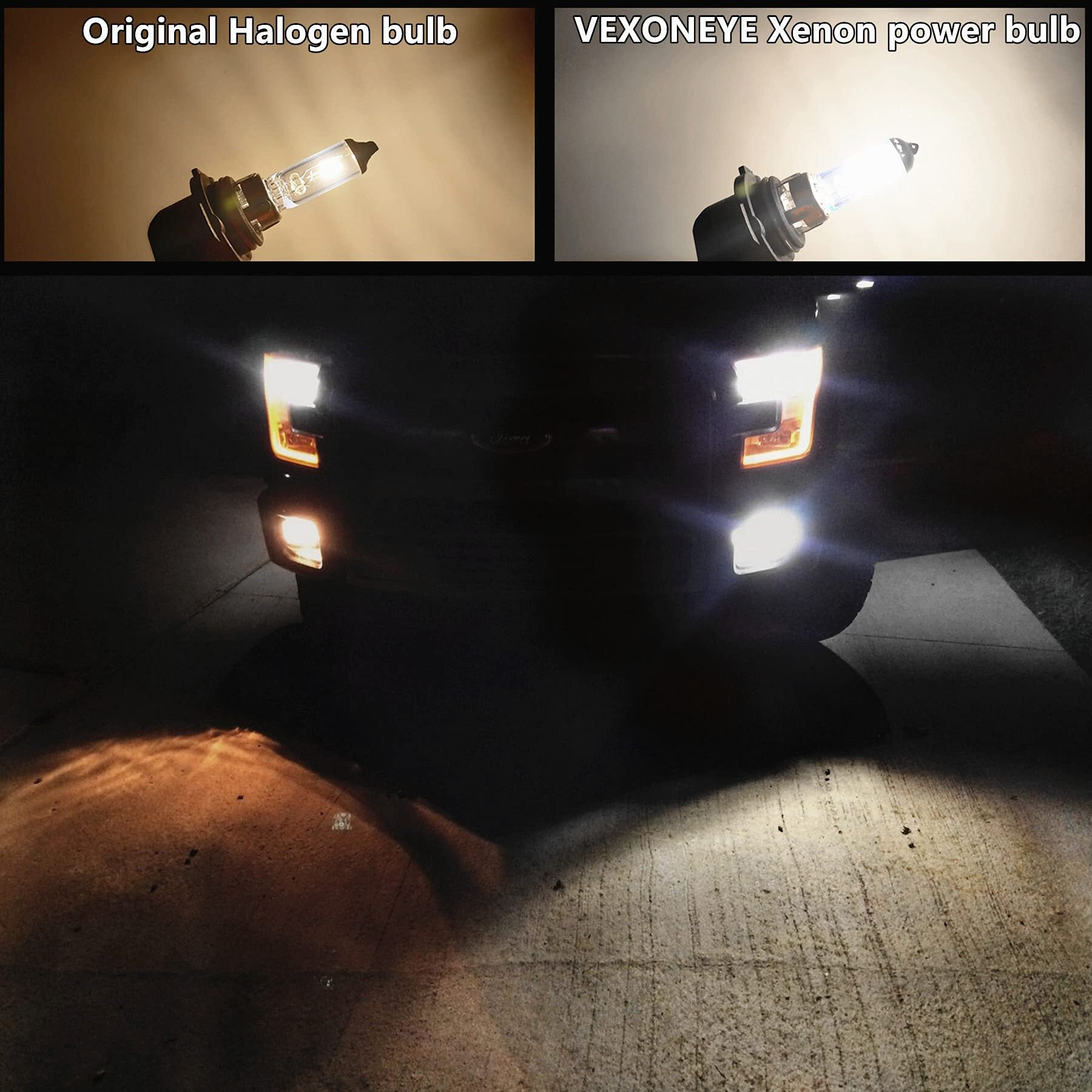 Vexoneye 9007/Hb5 Halogen Headlight Bulb 12V 65/55W White 5000K Lights Headlamp Bright Long Life Bombillas 2Pack