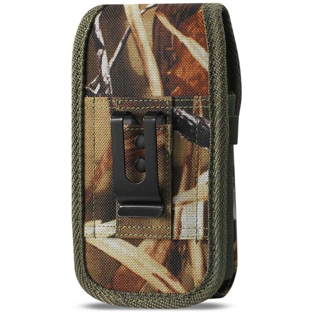 Camo Vertical Rugged Case With Extra Zipper Pocket  Metal Clip And Belt Loops Fits Sonim Xp5S And Xp5