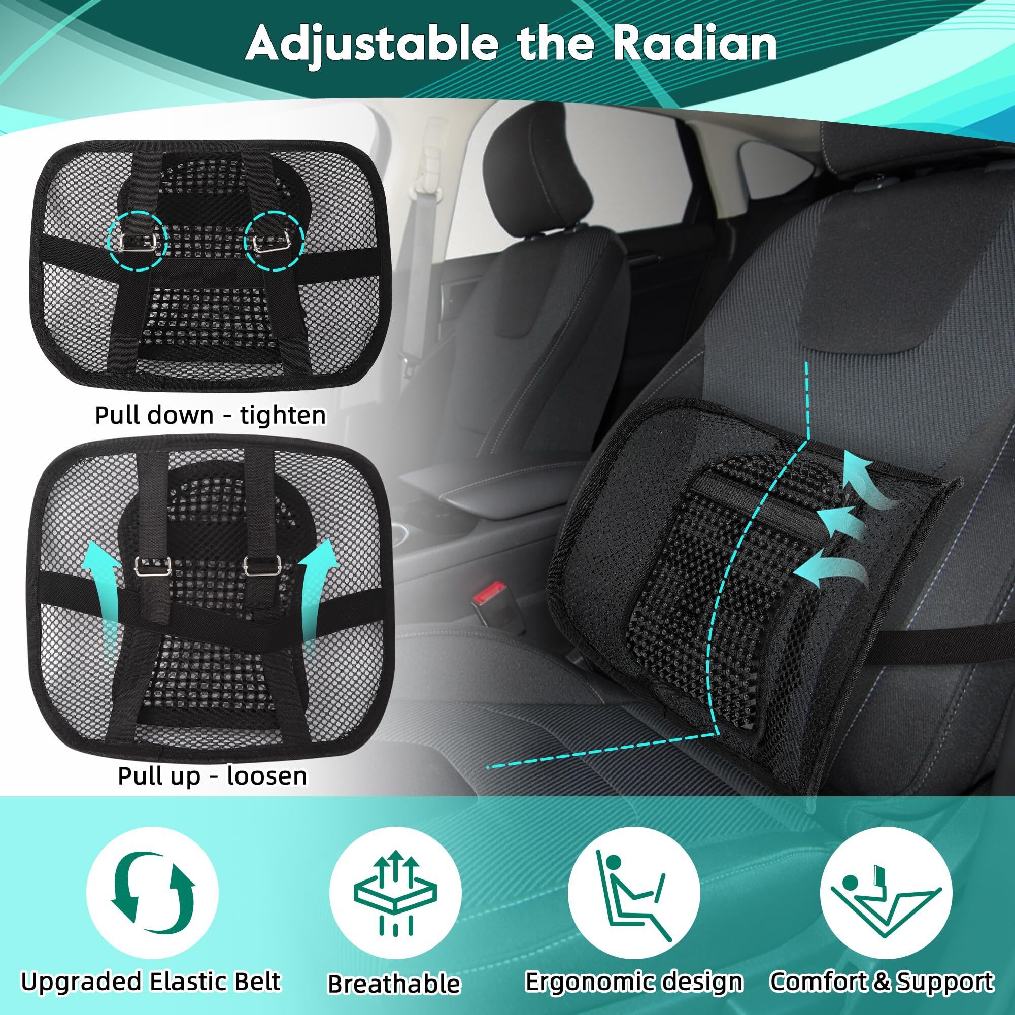 Samyoung 2 Pack Mesh Back Lumbar Support  Back Support Seat Cushion With Breathable Mesh For Office Chairs Car 12  X 16