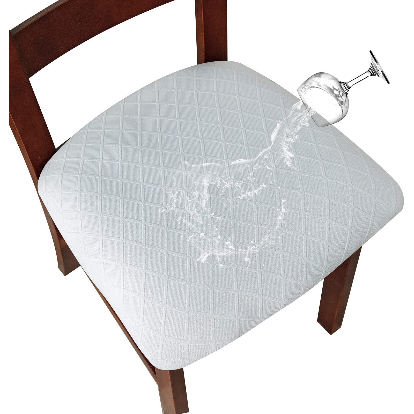 Genina Waterproof Seat Covers For Dining Room Chairs Covers Dining Chair Cover Kitchen Chair Covers (White  2 Pcs)