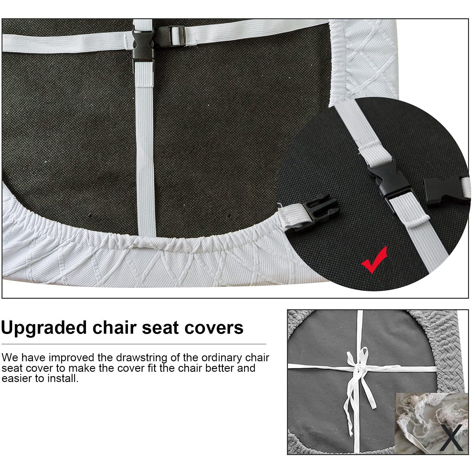 Genina Waterproof Seat Covers For Dining Room Chairs Covers Dining Chair Cover Kitchen Chair Covers (White  2 Pcs)