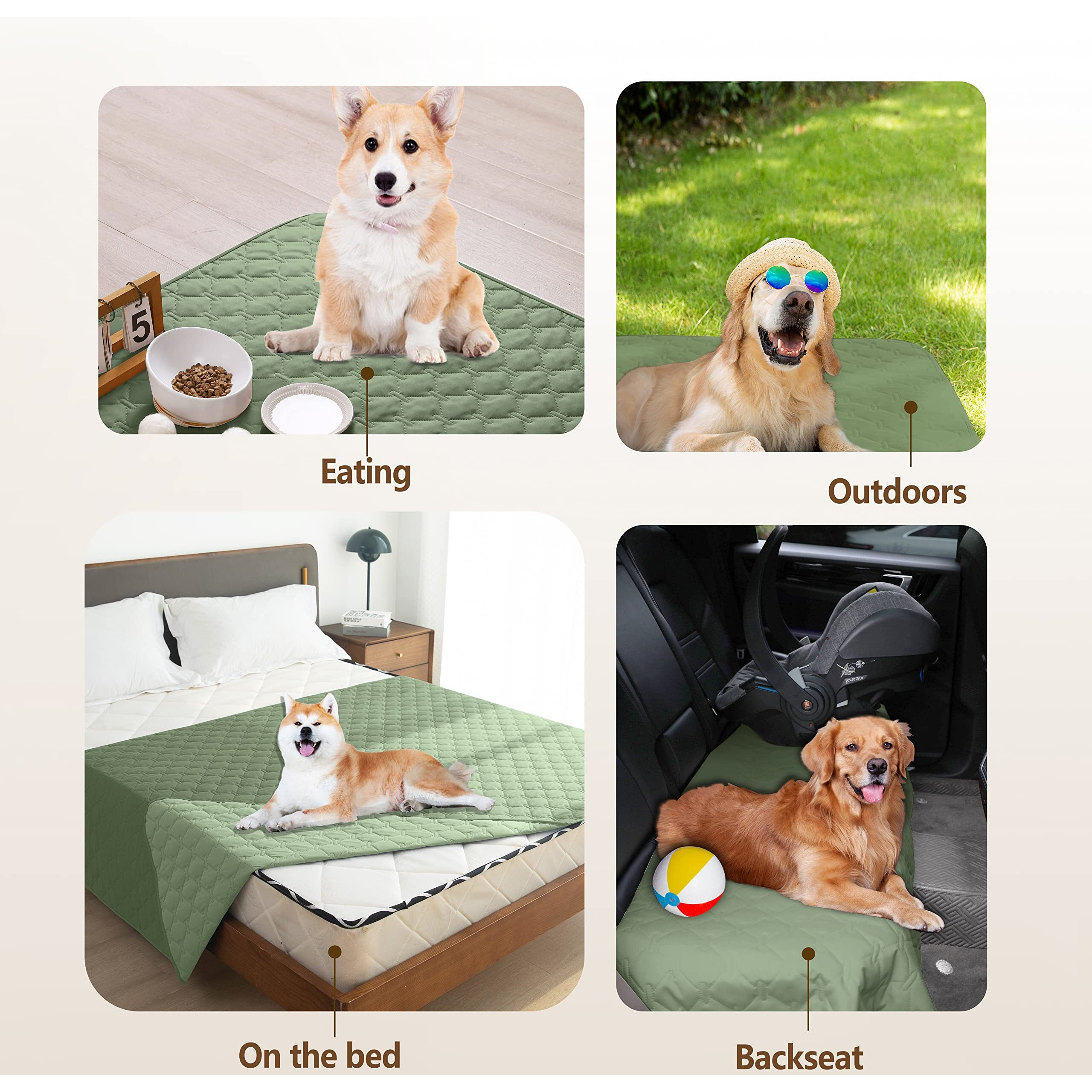 Gogobunny 100% Double-Sided Waterproof Dog Bed Cover Pet Blanket Sofa Couch Furniture Protector For Puppy Large Dog Cat  Reversible (30X30 Inch (Pack Of 1)  Dark Green/Light Green)