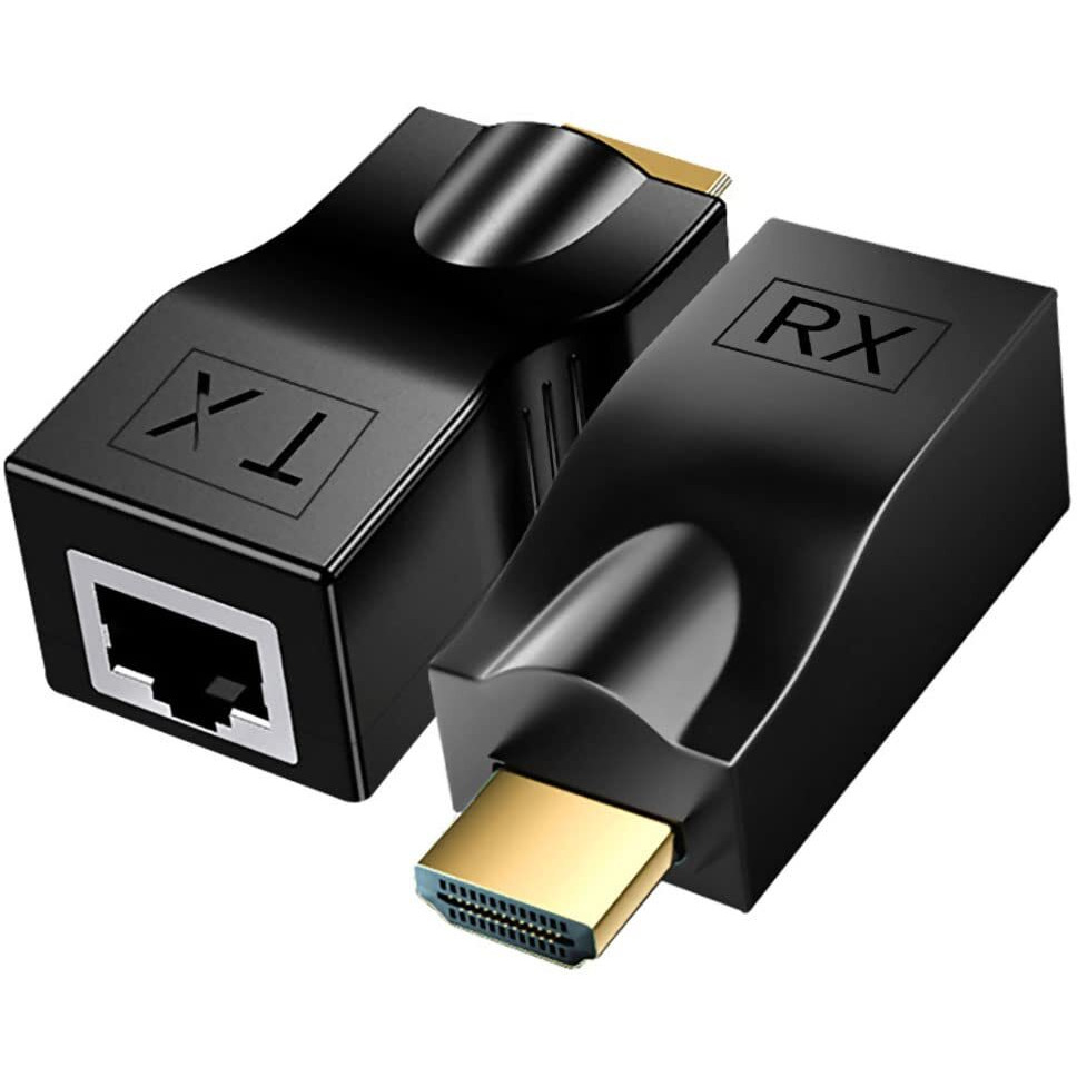 Mvboone Hdmi Extender Adapter Over Cat5E/6 (1Pair)  Hdmi Repeater To Rj45 Ethernet Network Converter  4K Hd 1080P Up To 30M/98Ft  For Hdtv  Set-Top Boxes  Dvd  Ps4  Stb  Black