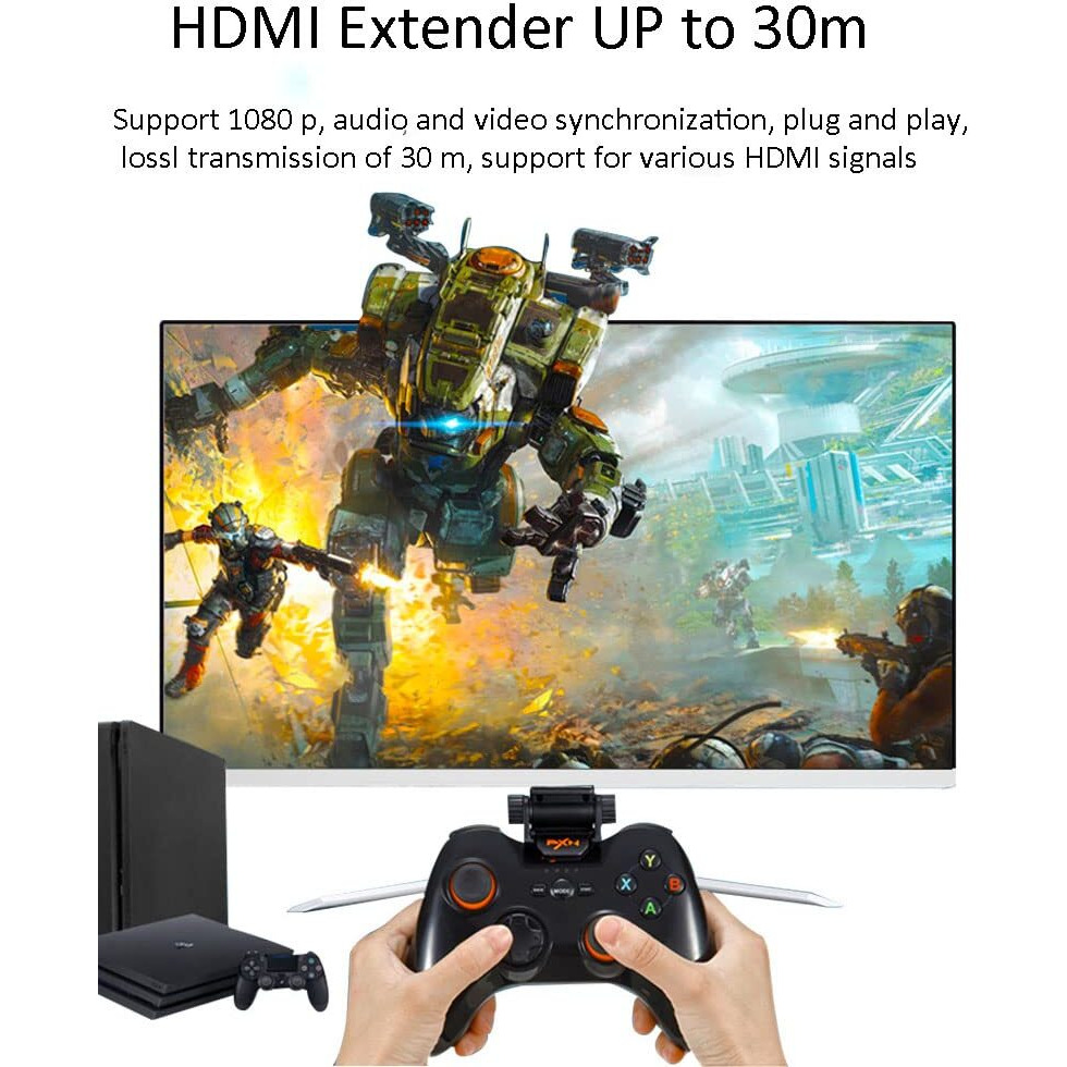 Mvboone Hdmi Extender Adapter Over Cat5E/6 (1Pair)  Hdmi Repeater To Rj45 Ethernet Network Converter  4K Hd 1080P Up To 30M/98Ft  For Hdtv  Set-Top Boxes  Dvd  Ps4  Stb  Black