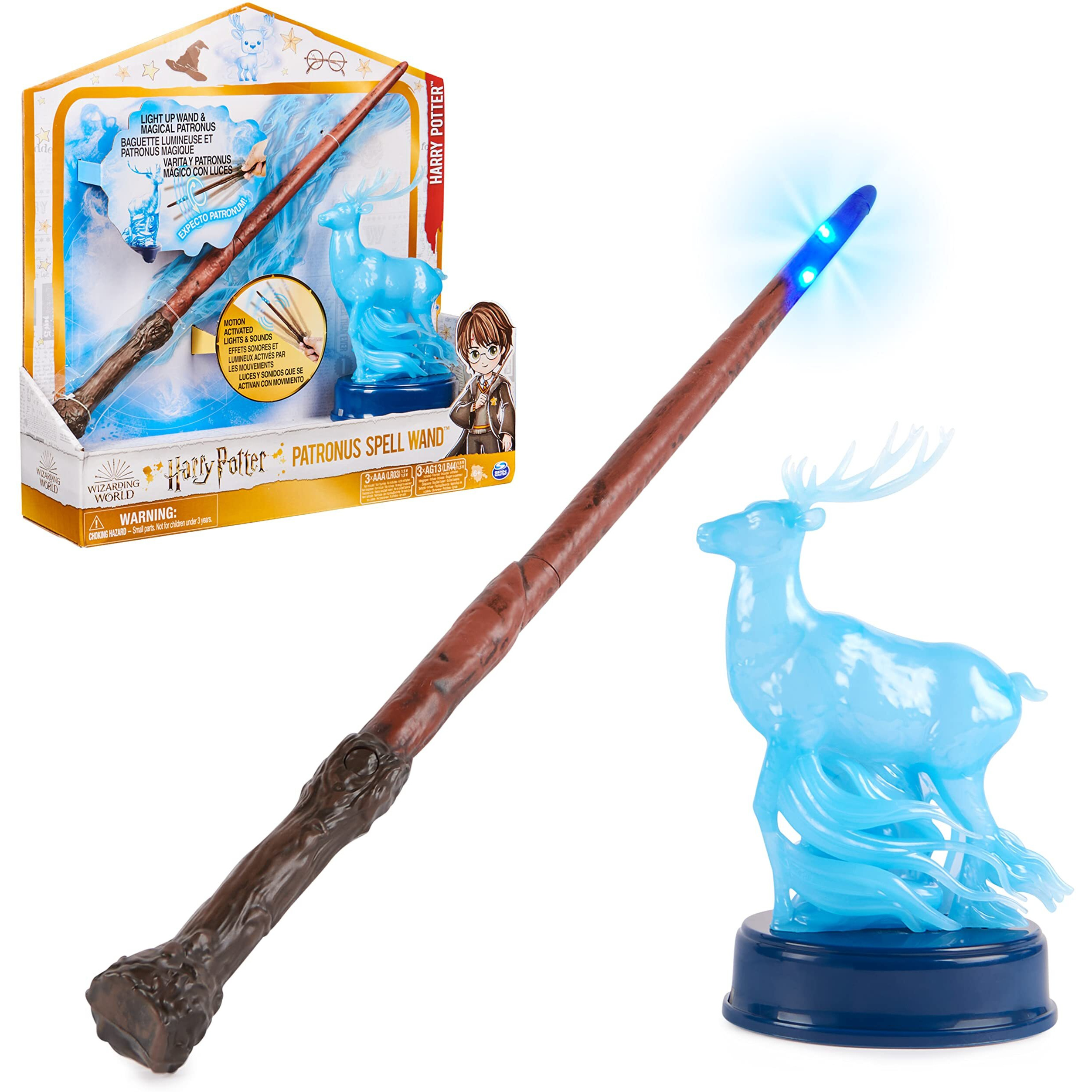 Wizarding World  Harry Potter 13"" Light-Up Patronus Wand Collectible Toy + Figure  Lights & Sounds With 3 Power Levels  Gift For Girls And Boys Age 6+