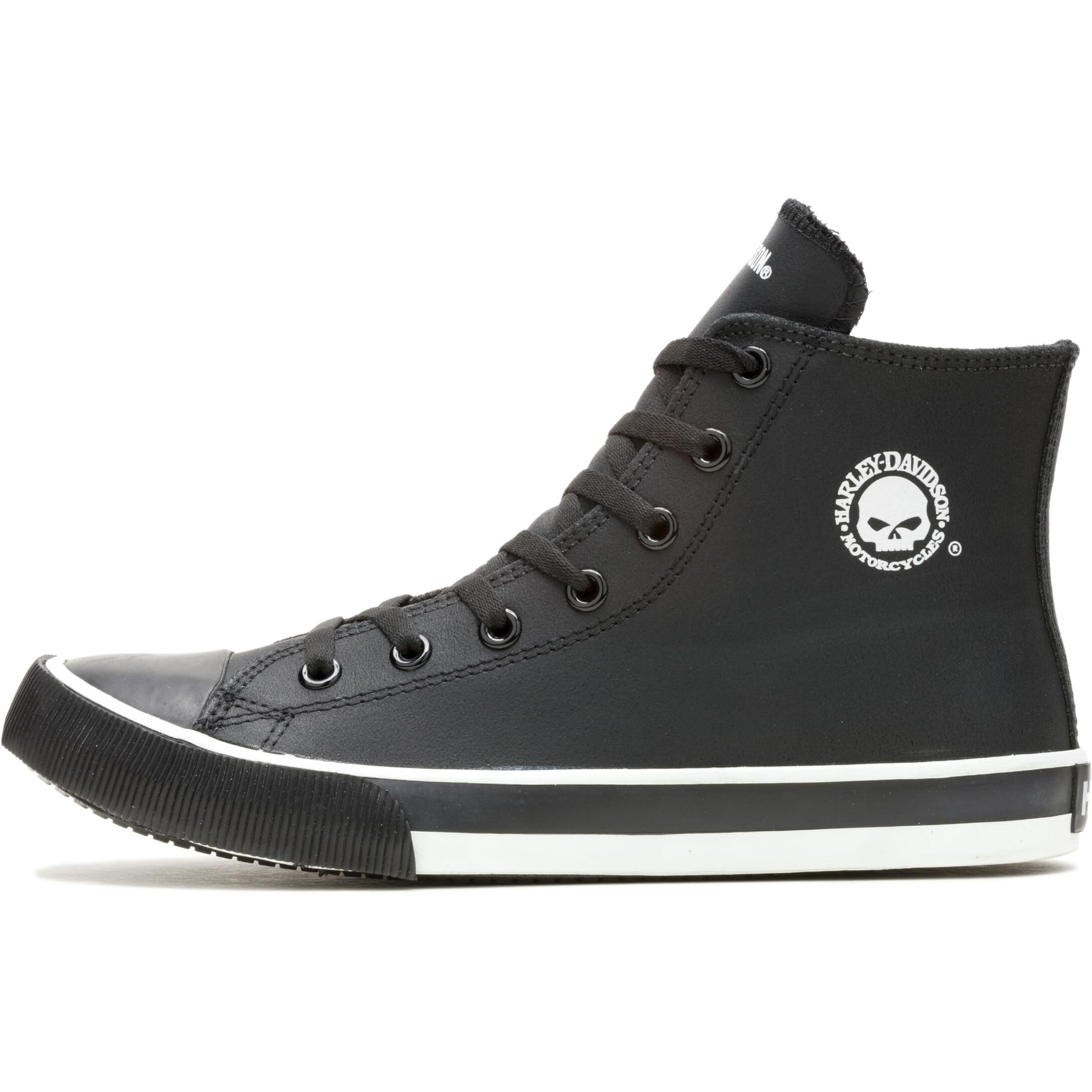 Harley-Davidson Footwear Men's Baxter Leather Motorcycle Casual Sneaker  Black/White  8.5