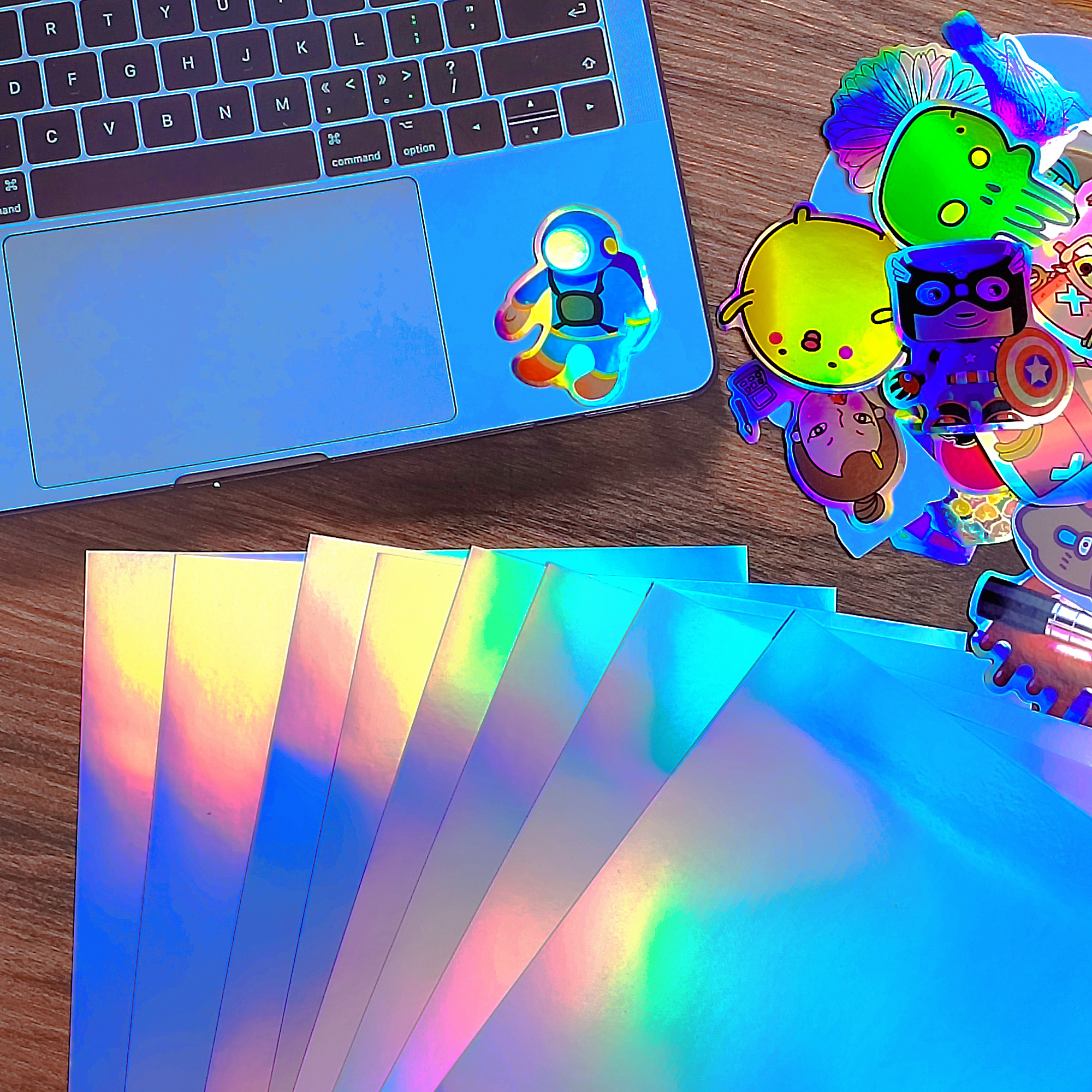 50 Sheets Holographic Printable Sticker Paper 8.5 X 11 Inch Waterproof Sticker Paper Rainbow Vinyl Sticker Paper For Inkjet/Laser Printer