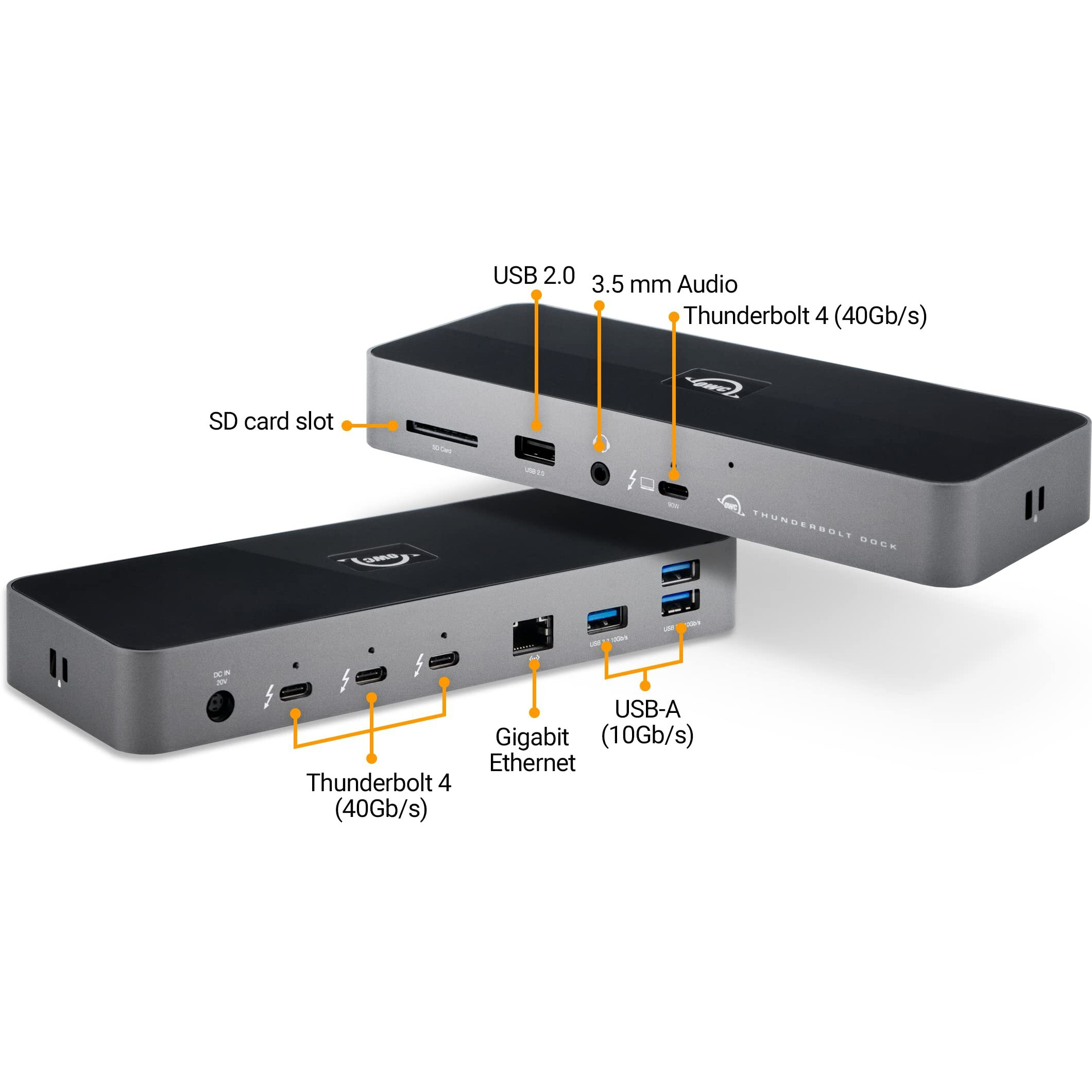Owc 11-Port Thunderbolt Dock With 4 Ports  4 Usb Ports  Ethernet  Audio  And Card Reader Functionality For Thunderbolt 3 Mac Or Thunderbolt 4 Pc