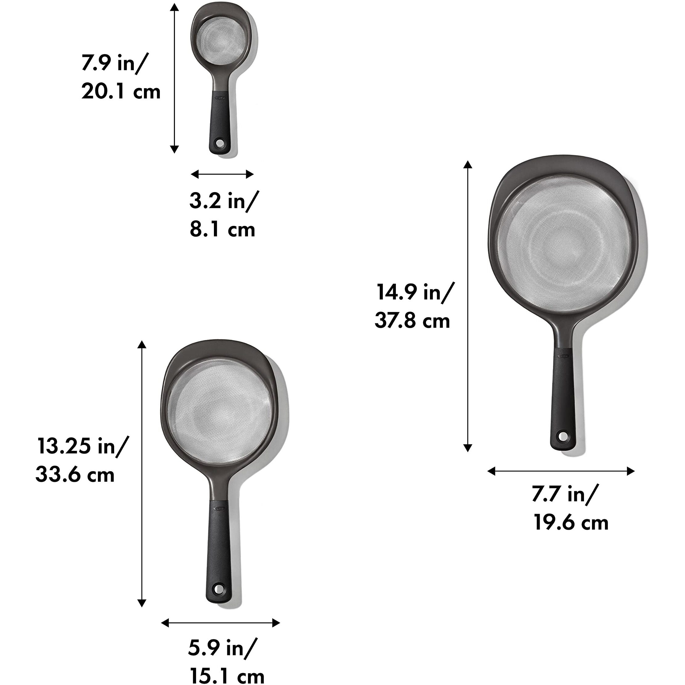 Oxo Good Grips 3-Piece Strainer Set  Black