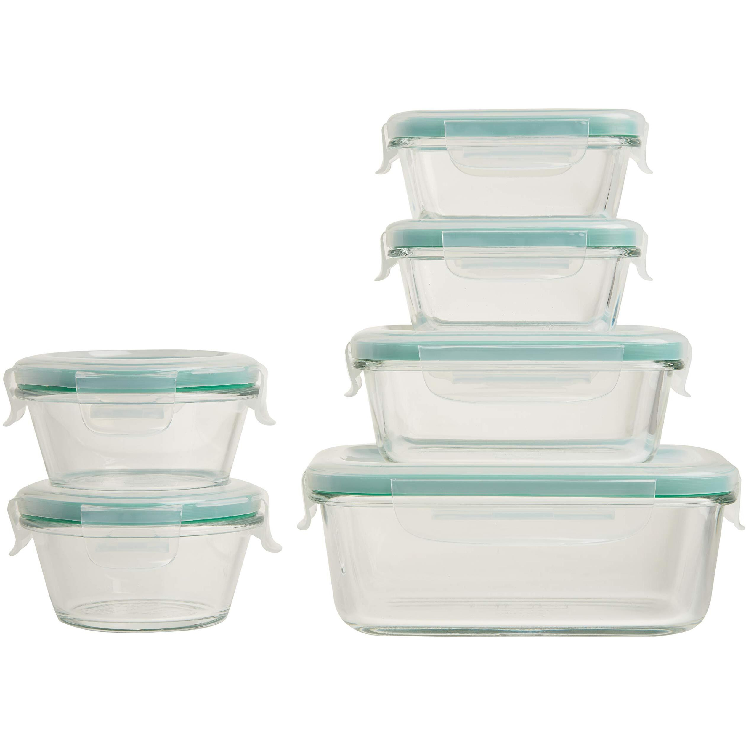 Oxo Good Grips Smart Seal   12 Piece Glass Container Set Clear Blue