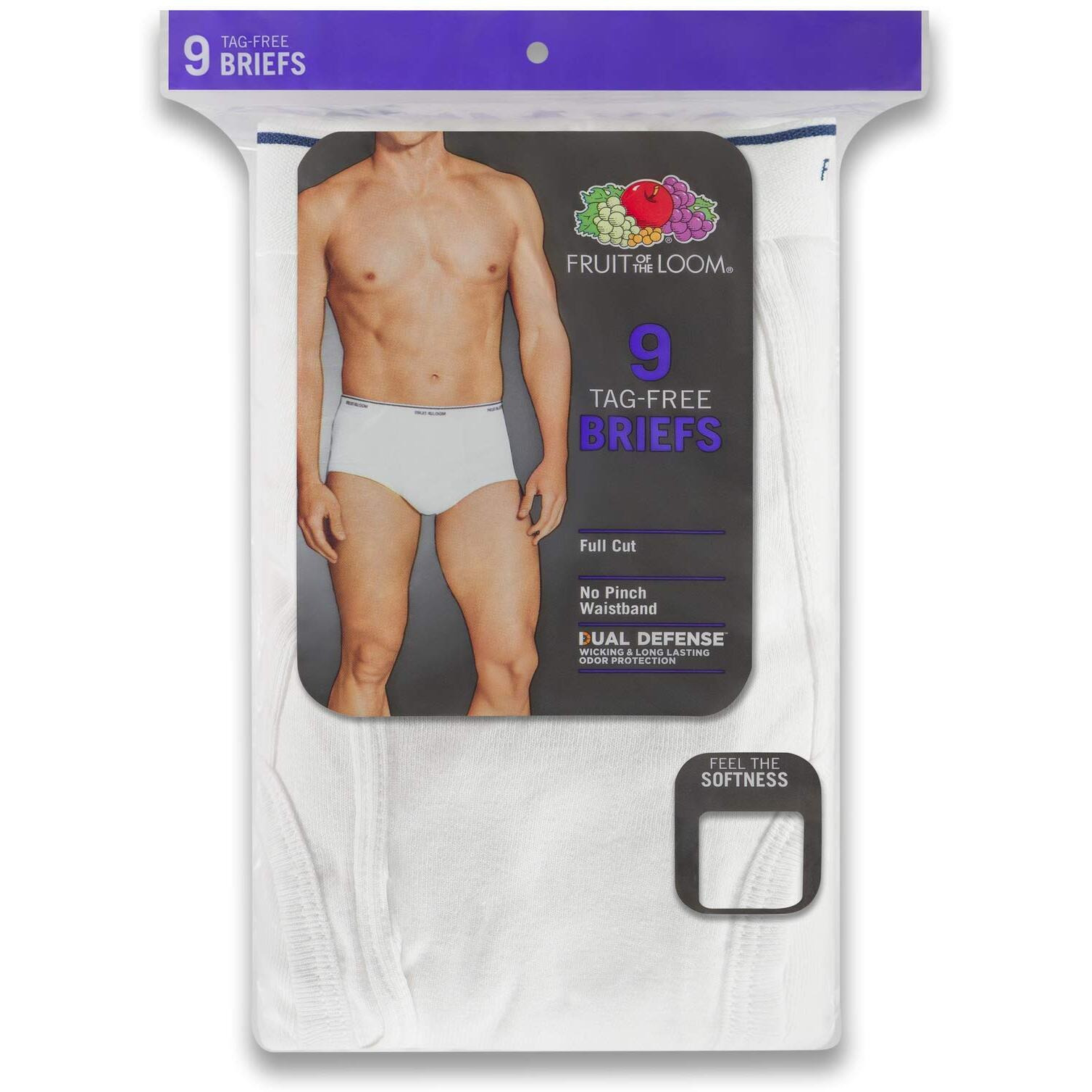 Fruit Of The Loom Mens Tag-Free Cotton Briefs  9 Pack - White  Medium Us