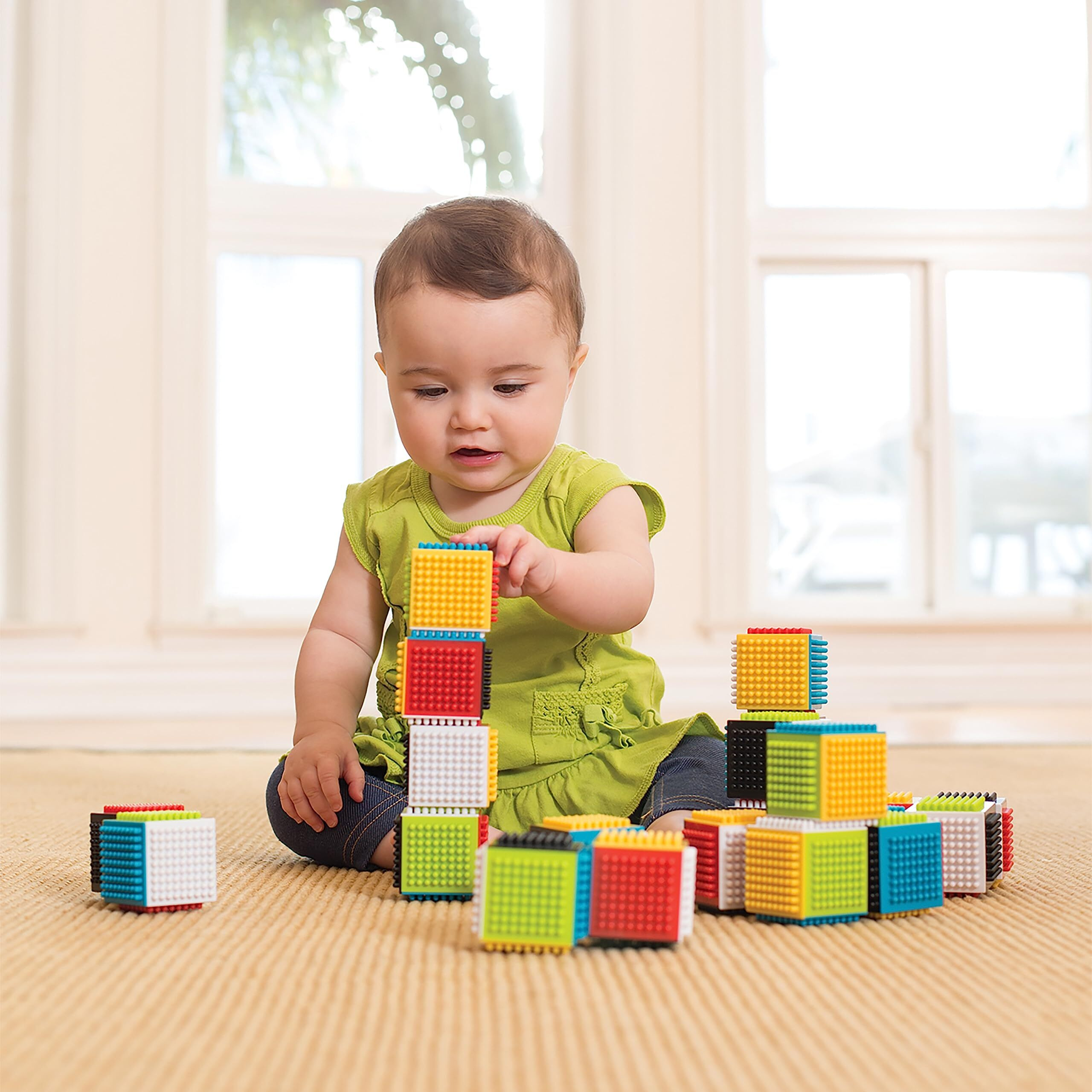 Infantino Press & Stay Sensory Blocks For Babies Age Grade 6M+   24-Piece Set  Multicolor