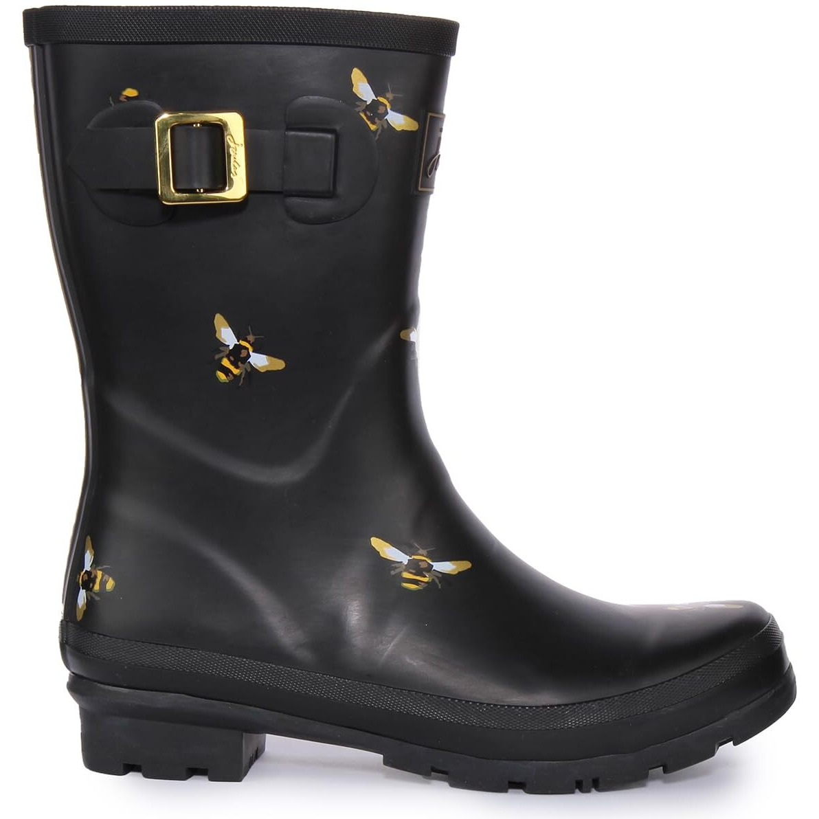 Joules Women's Wellington Boots  Black Metallic Bees  7