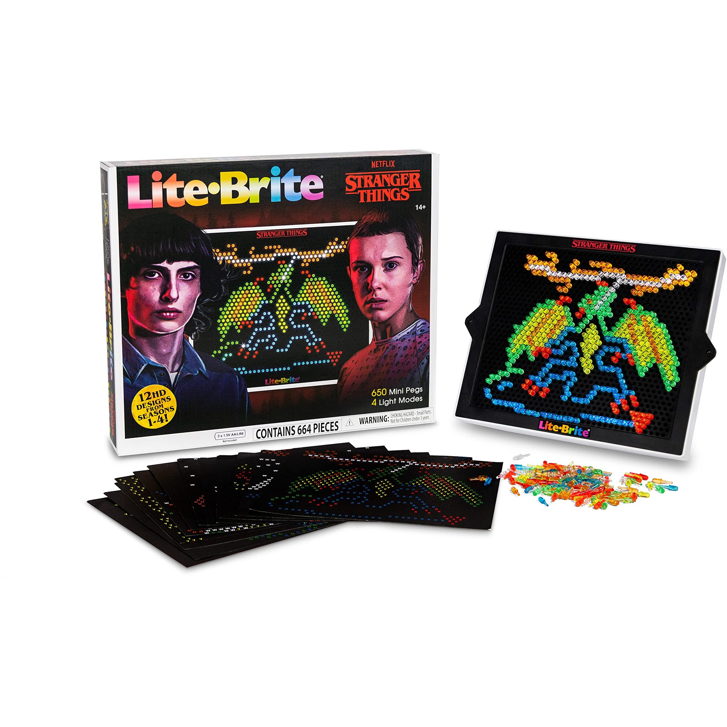 Lite Brite Stranger Things Special Edition - Best Of 4 Seasons - Featuring Icons & Themes From The Netflix Series Includes High Definition Grid  12 Hd Templates  650 Colorful Mini Pegs  Fans 14+