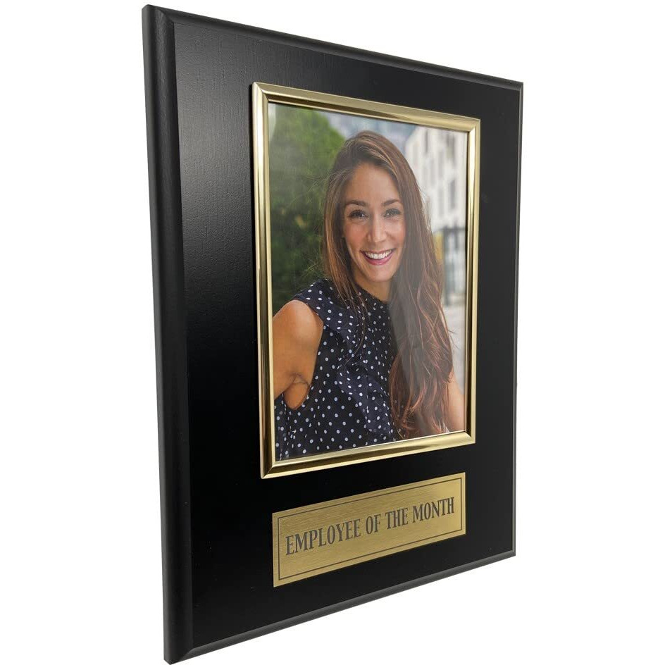 Trophy Hut Employee Of The Month Award Plaque. Custom 8"&quotX10"" Picture Plaque Holds A 4"&quotX6"" Photo. Employee Appreciation Award. Black Matte Finish