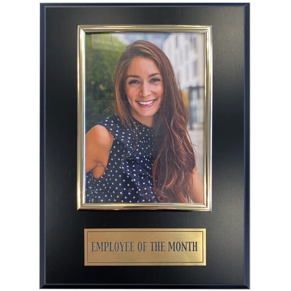 Trophy Hut Employee Of The Month Award Plaque. Custom 8"&quotX10"" Picture Plaque Holds A 4"&quotX6"" Photo. Employee Appreciation Award. Black Matte Finish