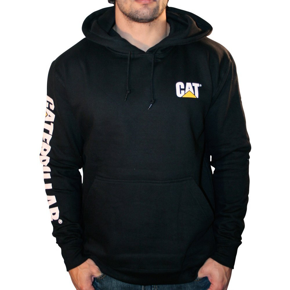 Caterpillar Men's Trademark Banner Hooded Sweatshirt (Regular And Big & Tall Sizes)  Black  3X Large